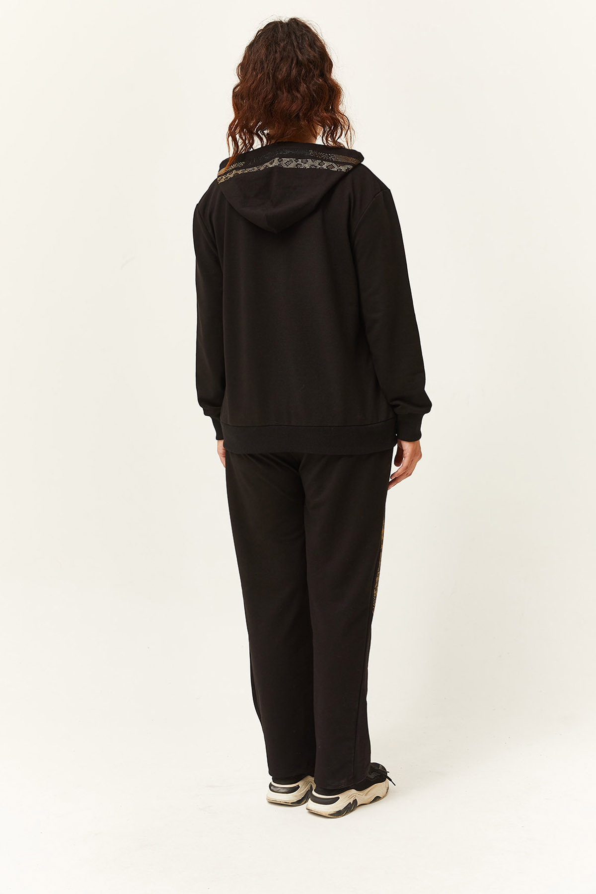 Ebsumu  Kadın Büyük Beden Leopar Taş Tasarım Eşofman Takımı - Görsel 10