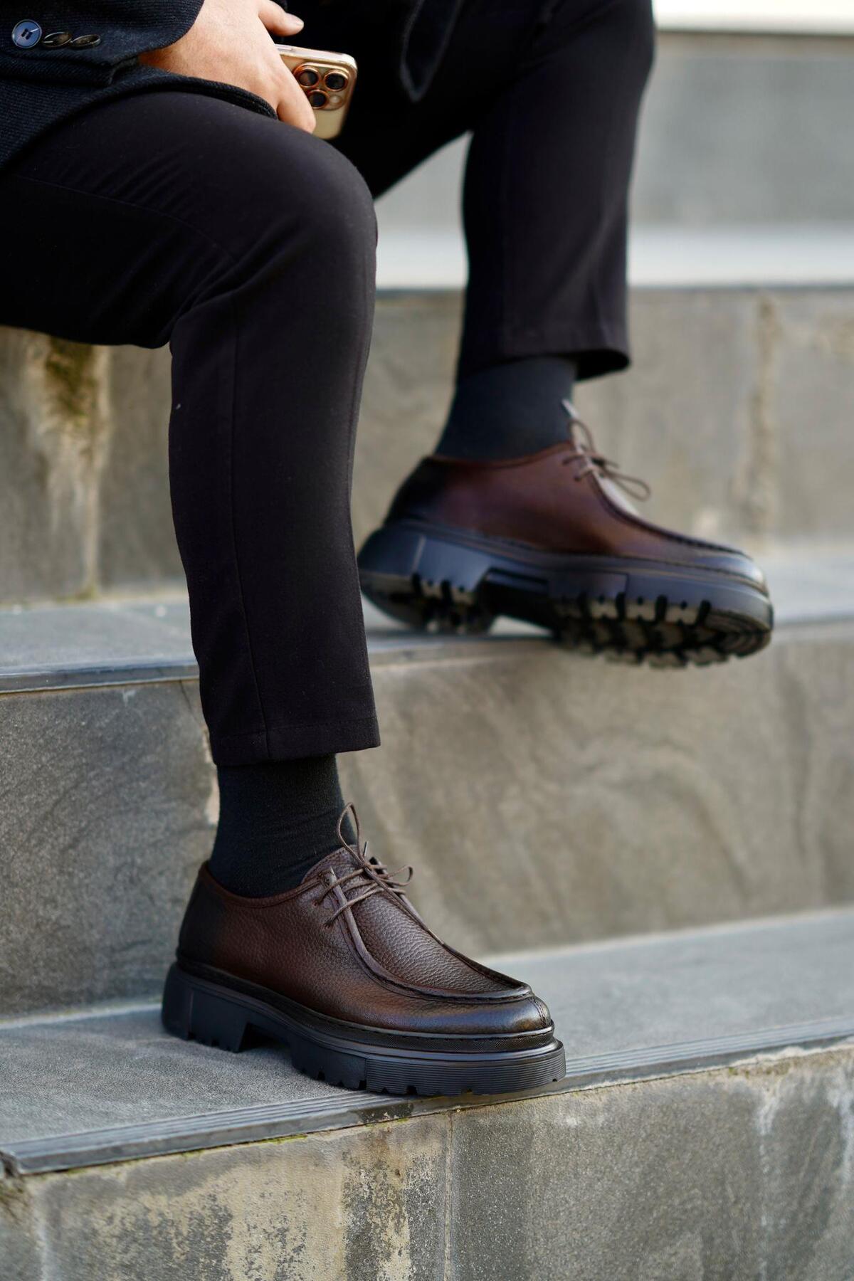 Ahmed Hamdi Bey  Mateo Kahverengi Erkek Deri Ayakkabı - Görsel 2