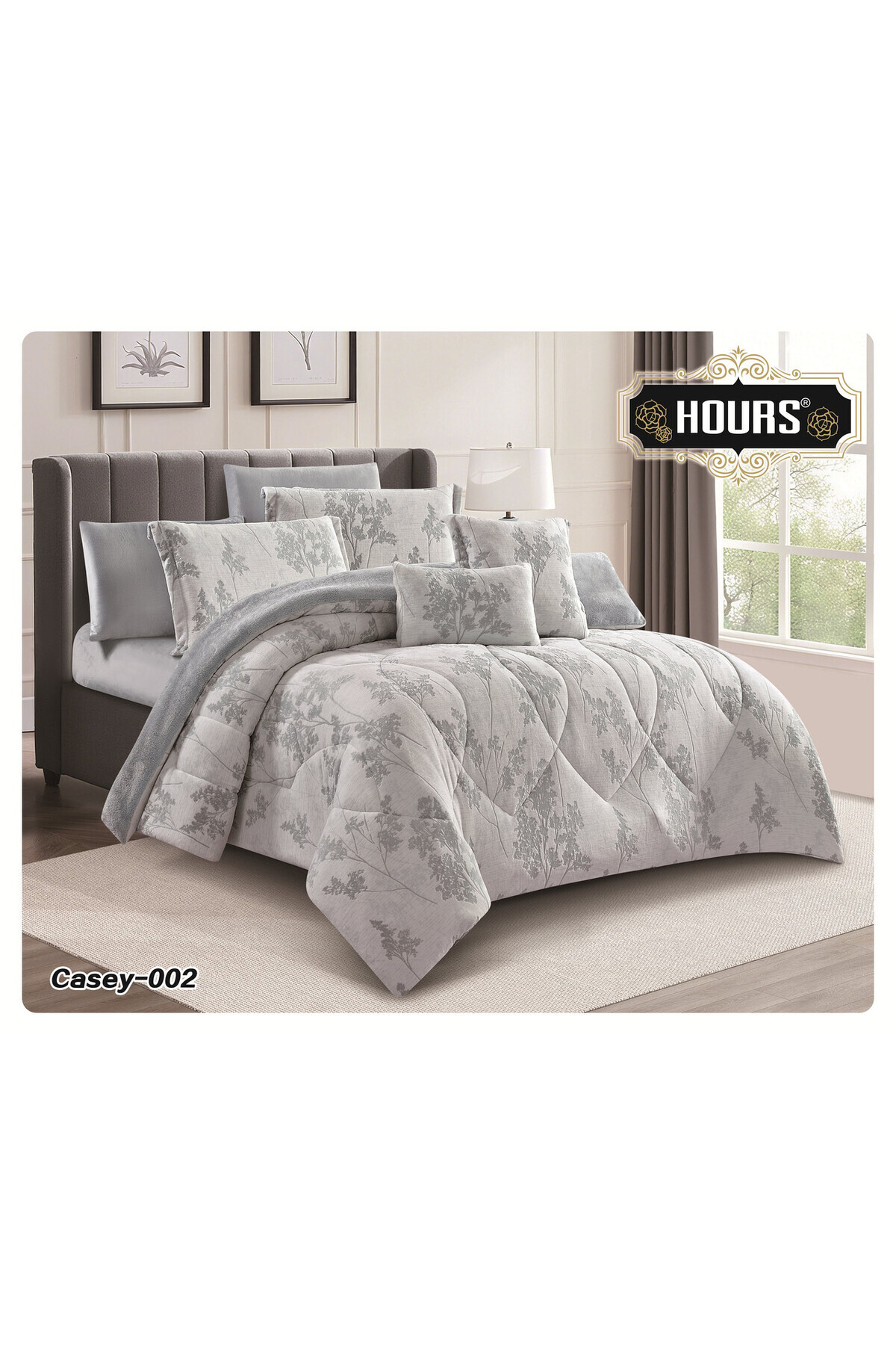 مفرش شتوي وجهين فرو ومخمل مناسب لمقاس سرير مفرد 120×200 سم من هورس مكون من 4قطعCasey-02B