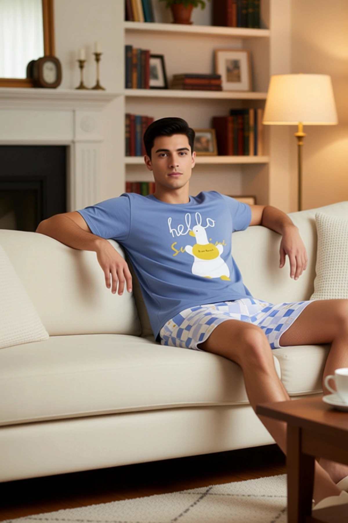 Eğlenceli Ördek Baskılı Pijama Takımı Kadın Fonksiyonel Dayanıklı Kaliteli Konforlu Modern