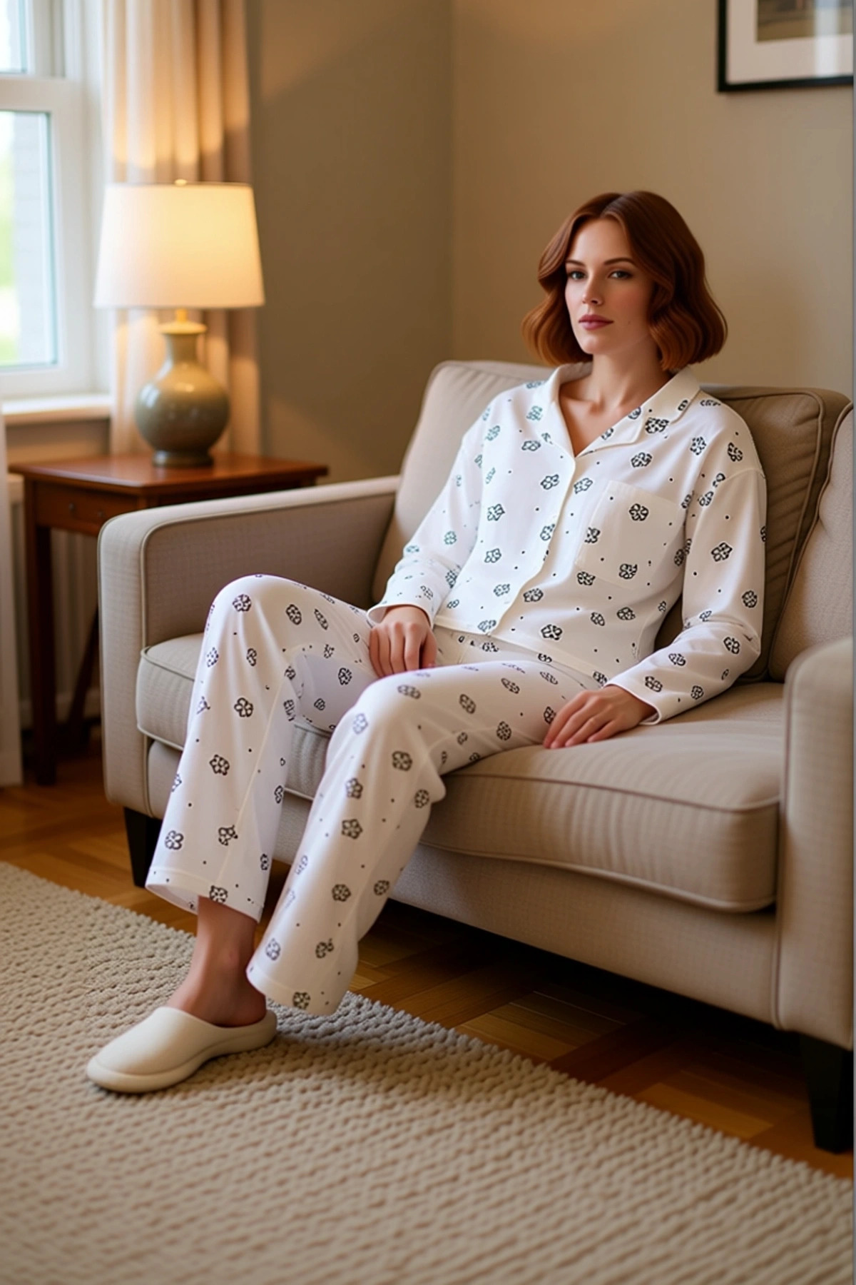 Çiçek Desenli Gömlek Yaka Pijama Takımı Kadın Fonksiyonel Dayanıklı Kaliteli Konforlu Spor