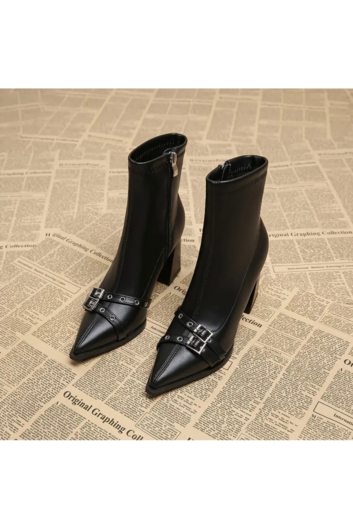 softoria shoes kadın streç tokalı topuklu bot2030 görsel 4