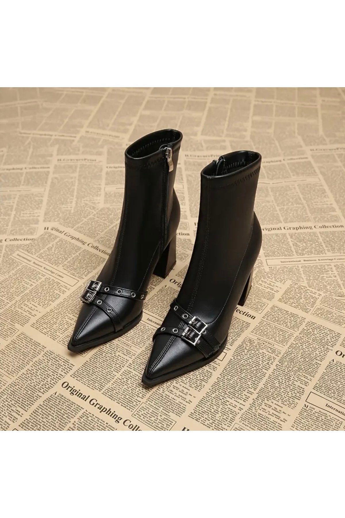 softoria shoes kadın streç tokalı topuklu bot2030 görsel 3