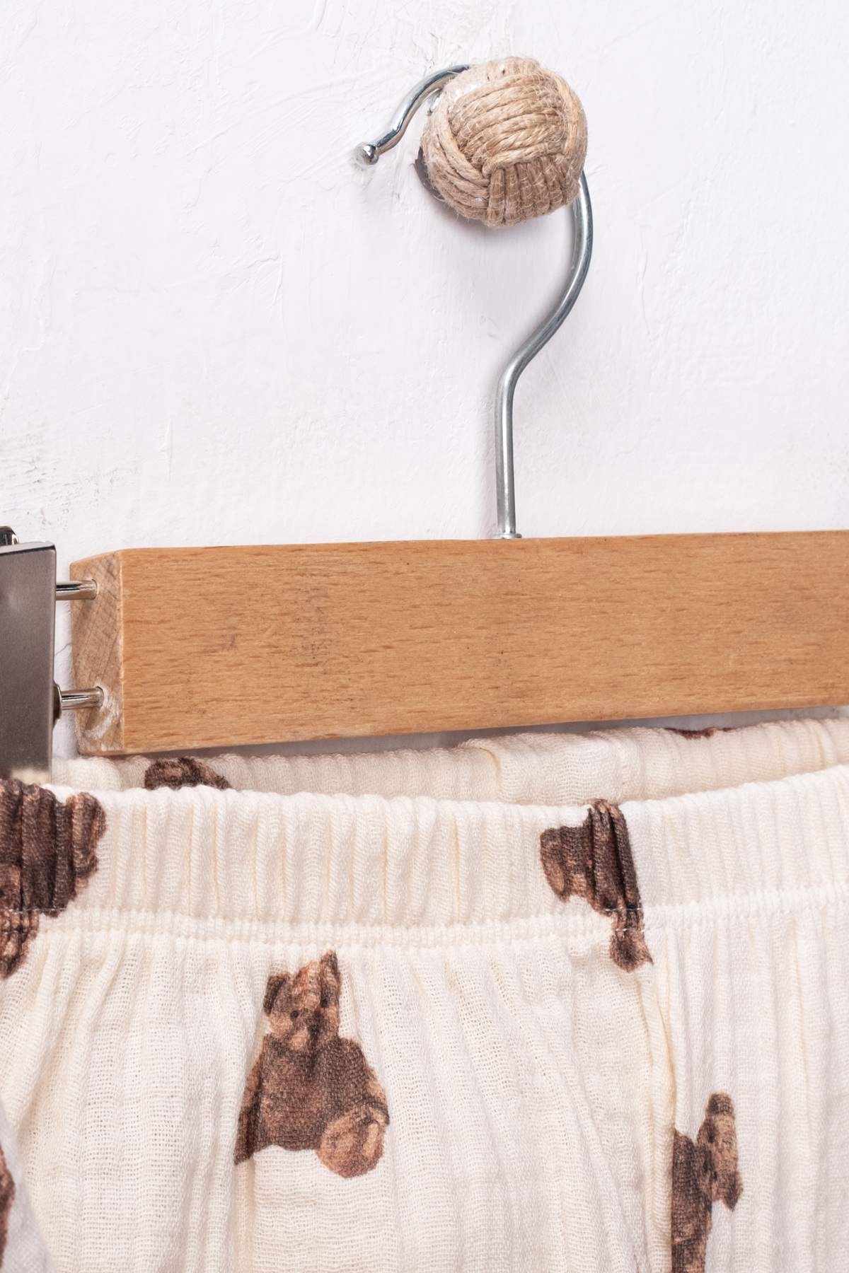 TİNY GOLDEN %100 Pamuk Organik Çift Katlı Ayıcık Desenli Müslin Boydan Düğmeli İkili Takım Çocuk Pijama Takımı fotoğrafı 5 (önizleme)