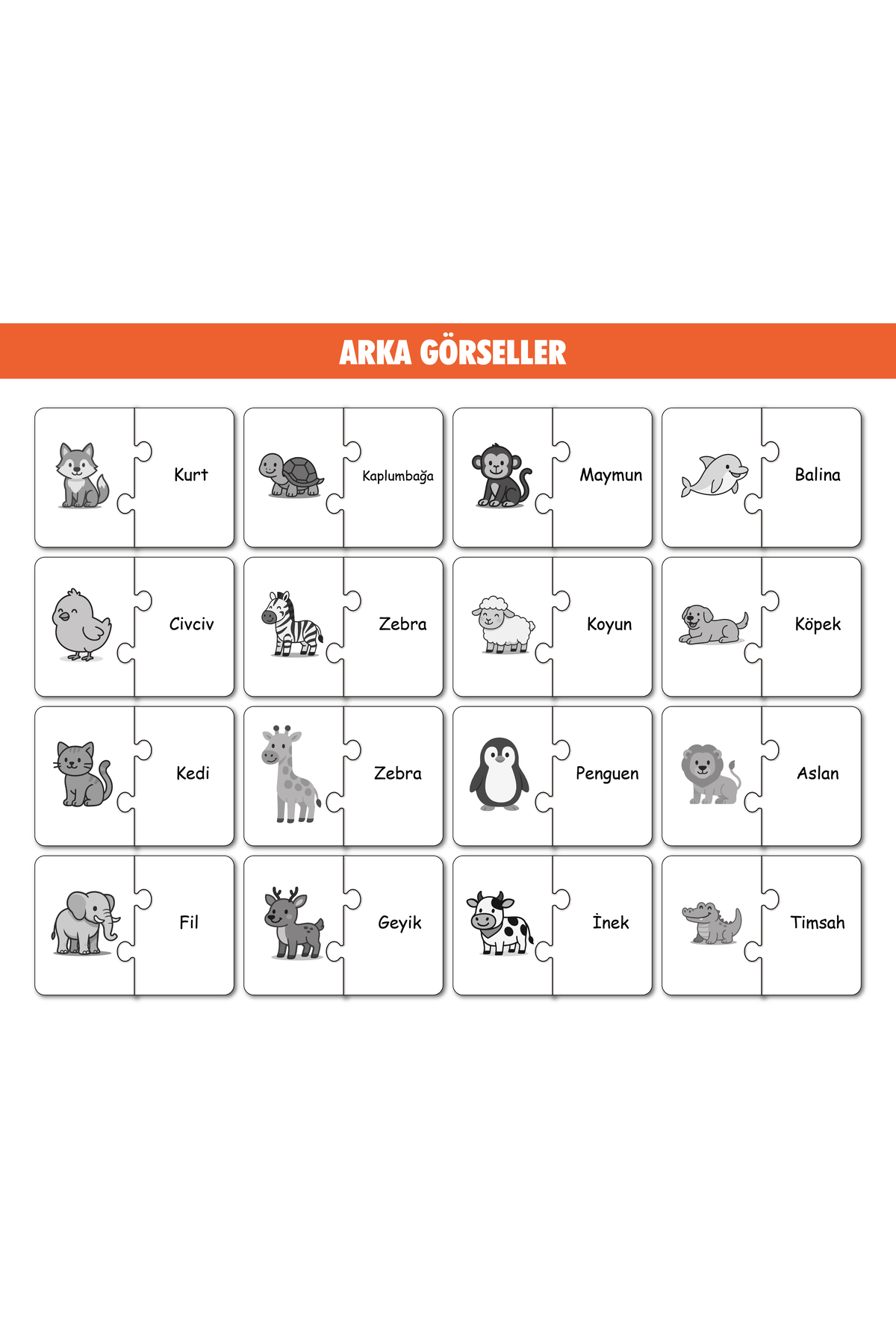 ByMeyla 16 Parça Hayvanlar Alemi | Zeka Geliştirici Eşleştirme Puzzle Eğitim Seti fotoğrafı 2 (önizleme)