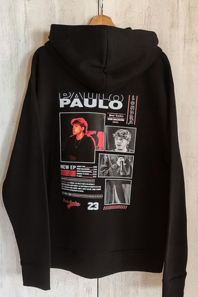 CLASSY.MODA “3 İplik Kapüşonlu Kanguru Cepli Arka Poster Baskılı Oversize Uni...