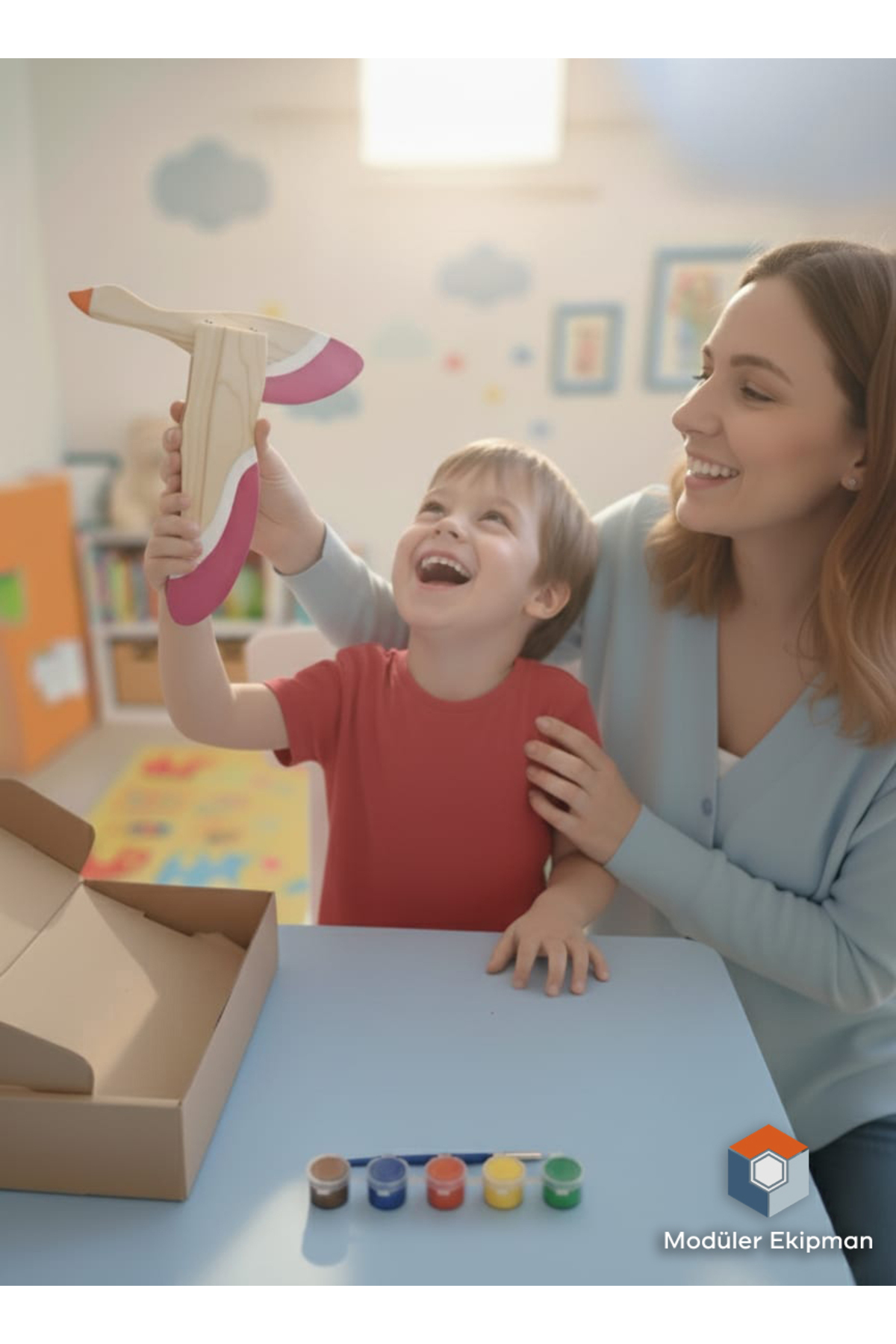 کیت نقاشی پرندهٔ در حال پرواز دست‌ساز ۱۰۰٪ چوب طبیعی، آموزش کودکان