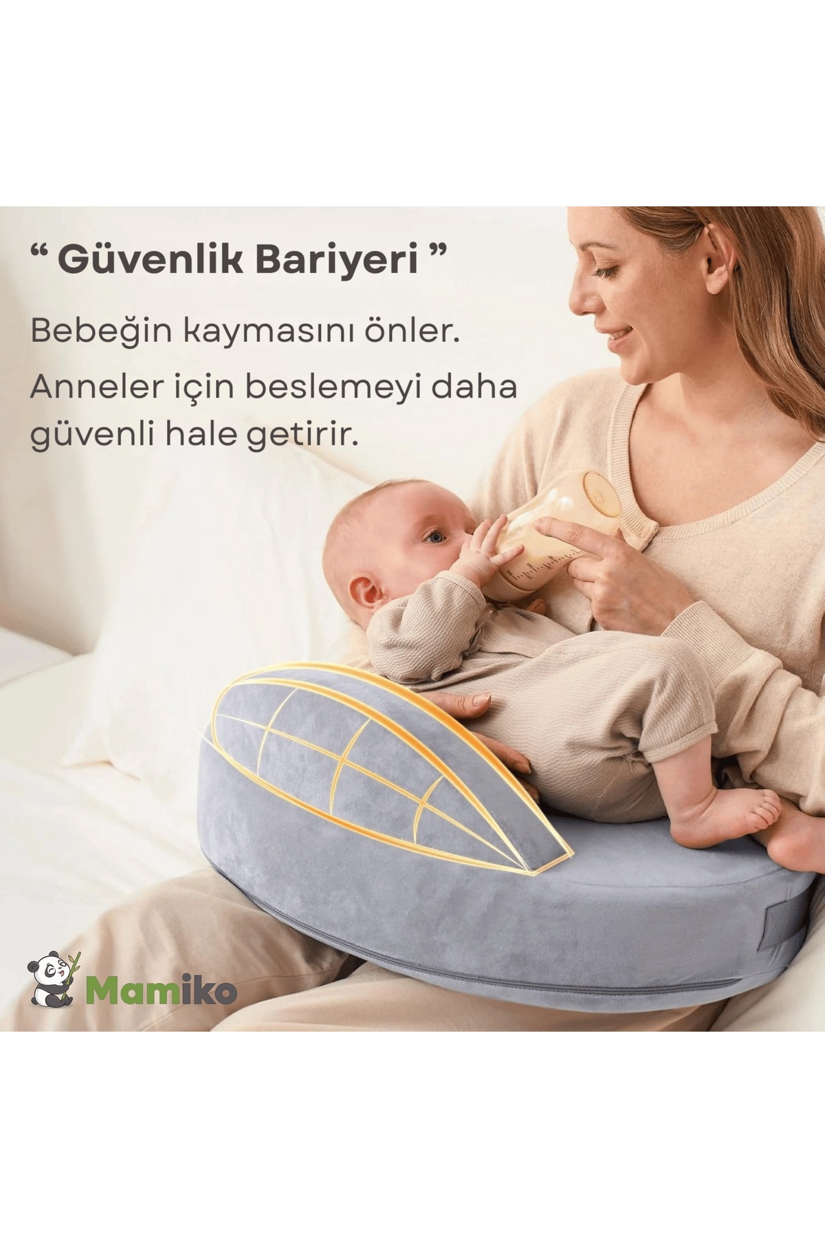 Mamiko Bebek Emzirme Yastığı, Anne-Bebek, Visco İç Dolgulu Ergonomik Yastık, Yenidoğan Emzirme Yastığı fotoğrafı 3 (önizleme)