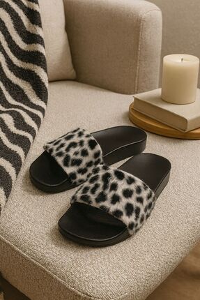 luvo shoes GÜNLÜK ORTOPEDİK KAYMAZ TABAN KÜRKLÜ KADIN EV TERLİĞİ