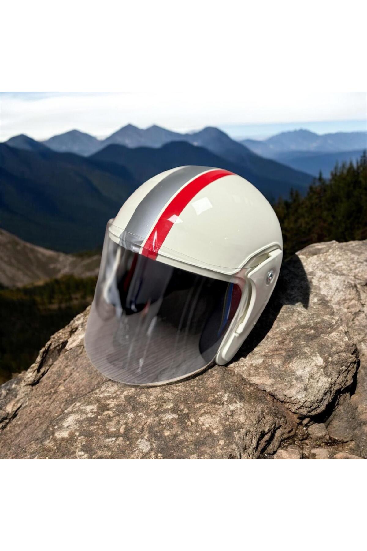 Yarım Model Kask - Açık Kask,Motosiklet Kaskı L BEDEN Kafa Ölçümü 59/60 cm