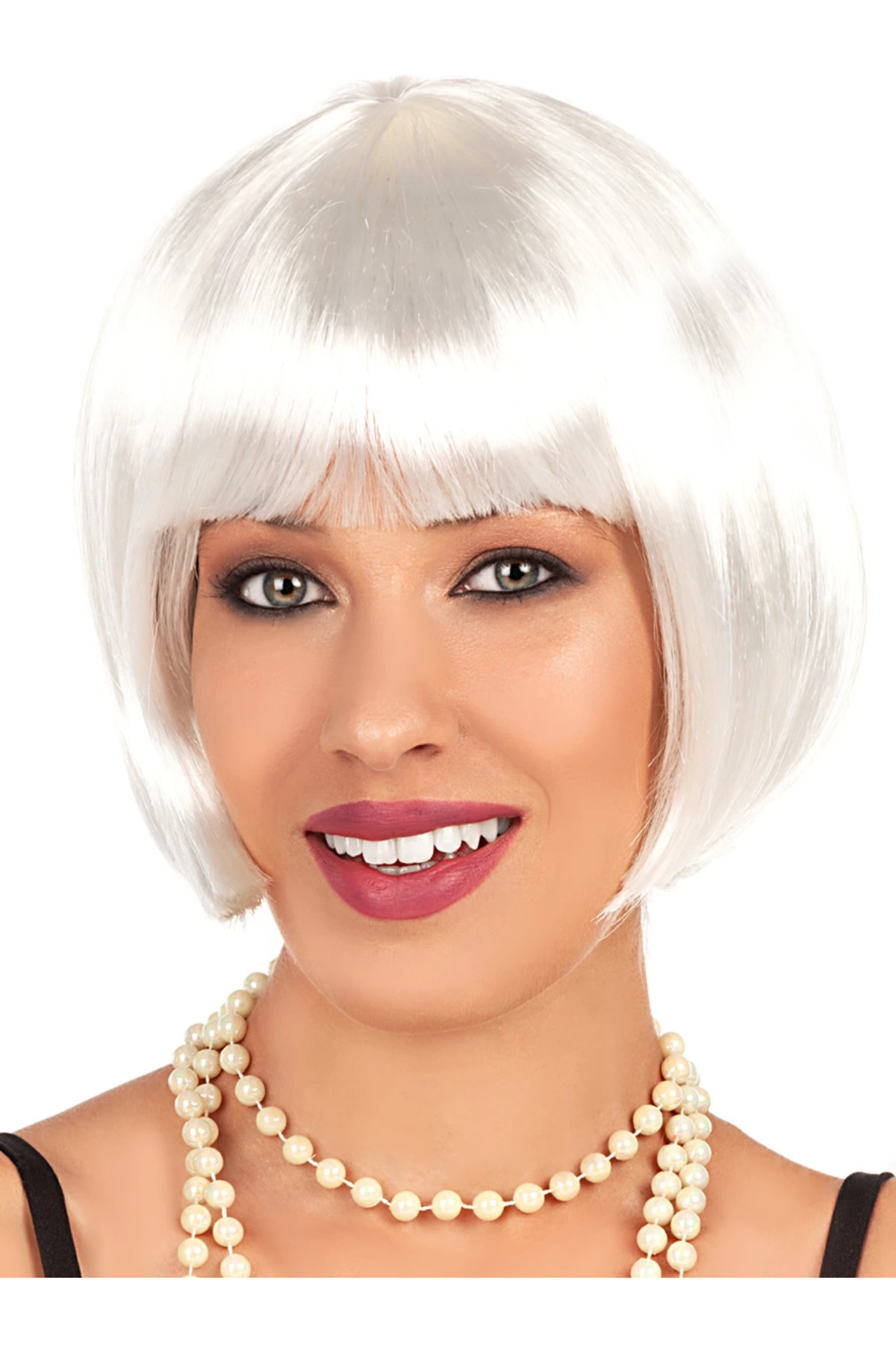 CepteToptan Beyaz Renk Parti Peruğu Kısa Küt Saç