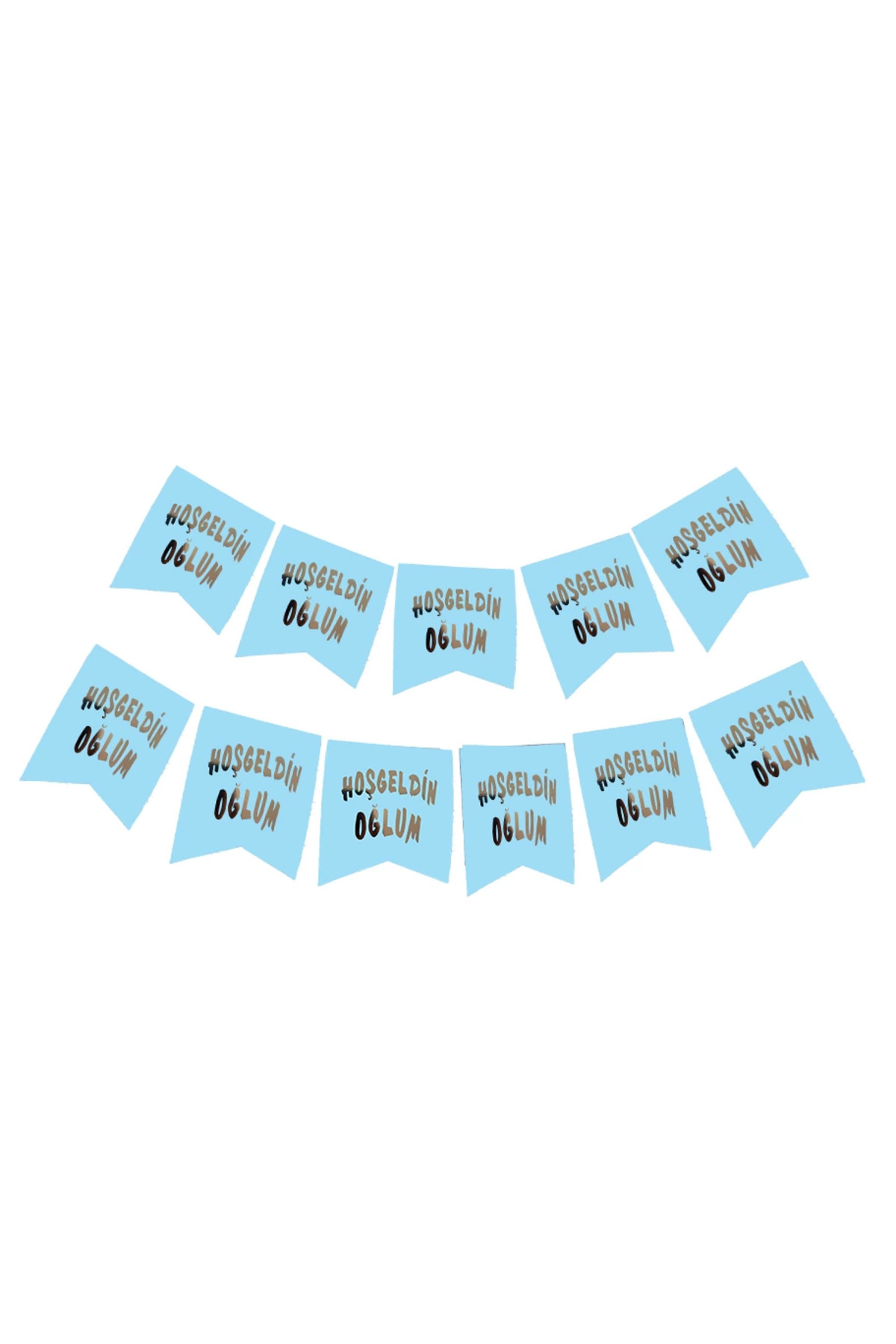 noip Hoşgeldin Oğlum Yazılı Mavi Üzeri Gümüş Yeni Doğan Bebek Doğum Süsü Afiş Bayrak Flama 2