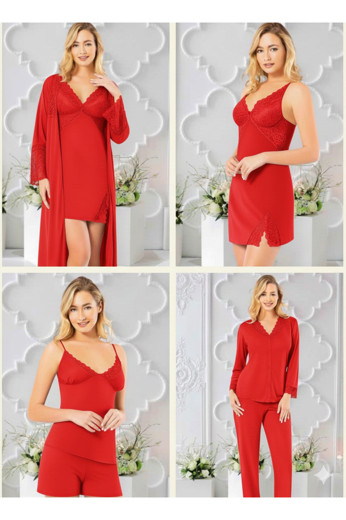 MİSS AYZA İÇTEN GELEN ŞIKLIK PENYE 6'LI KISA GECELİK & SABAHLIK TAKIM