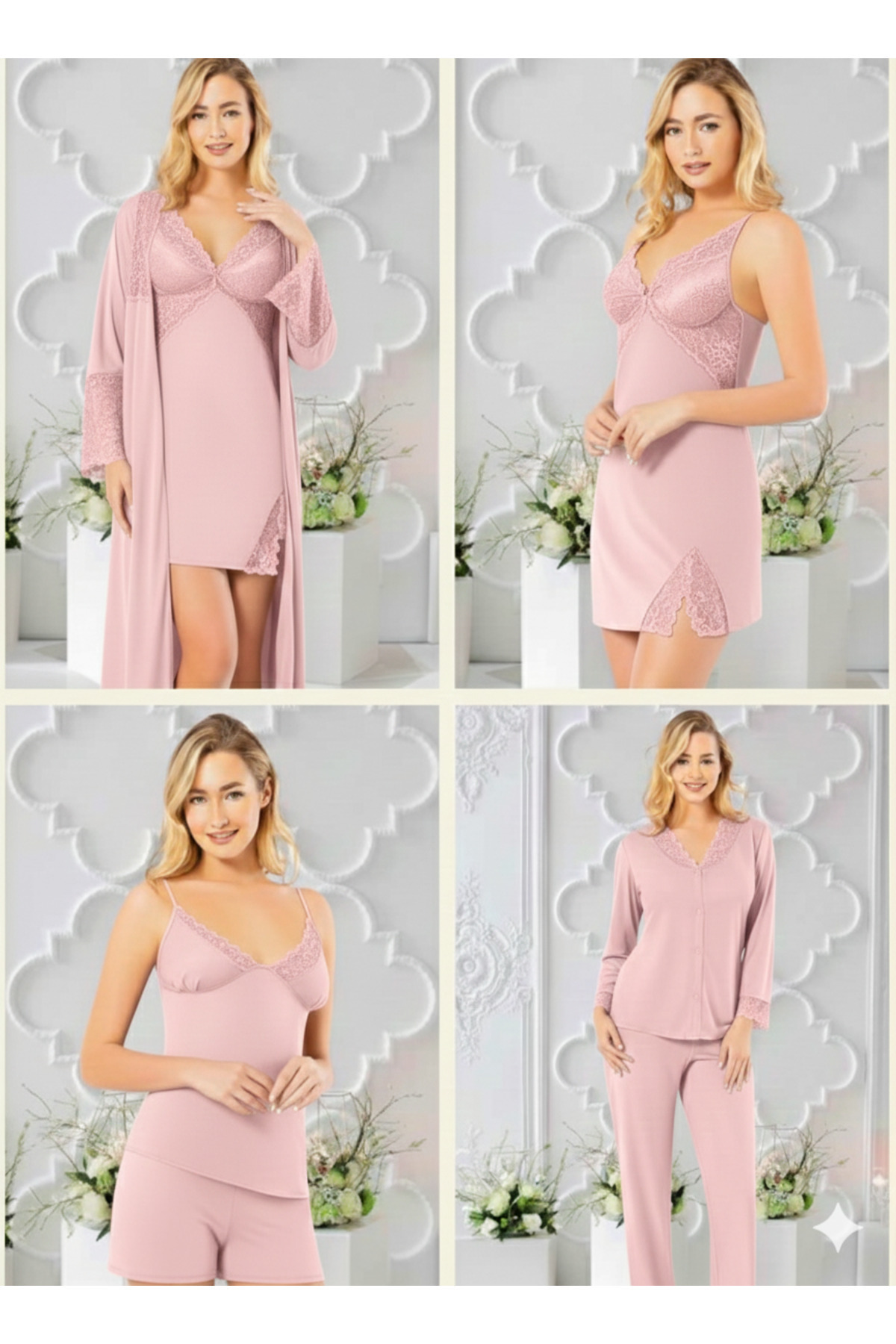 MİSS AYZA İÇTEN GELEN ŞIKLIK PENYE 6'LI KISA GECELİK & SABAHLIK TAKIM