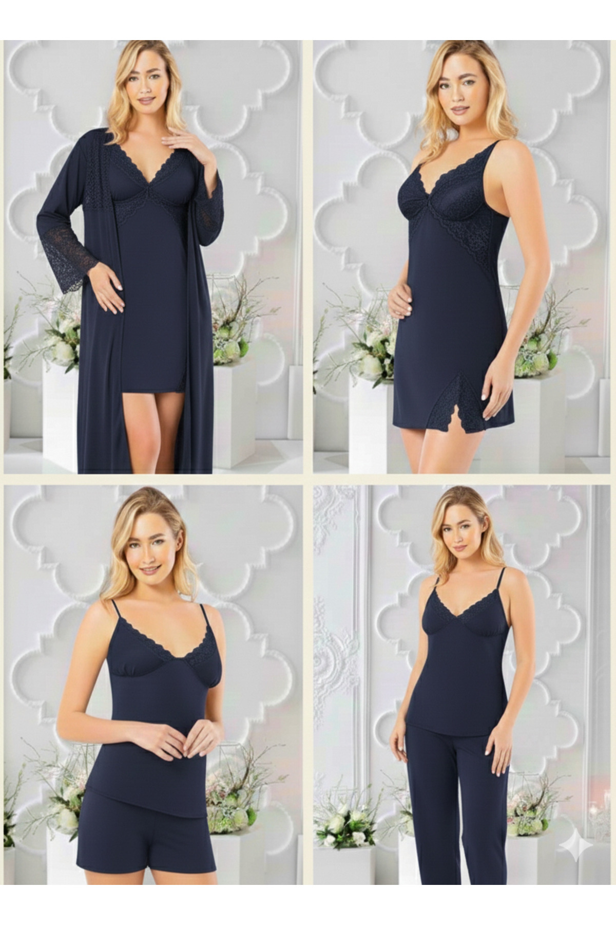 MİSS AYZA İÇTEN GELEN ŞIKLIK PENYE 6'LI KISA GECELİK & SABAHLIK TAKIM