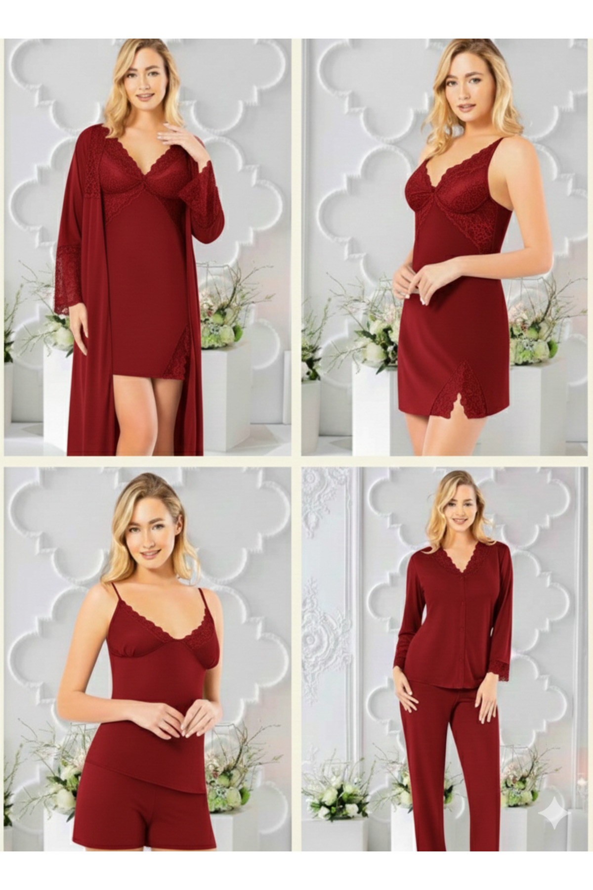 MİSS AYZA İÇTEN GELEN ŞIKLIK PENYE 6'LI KISA GECELİK & SABAHLIK TAKIM