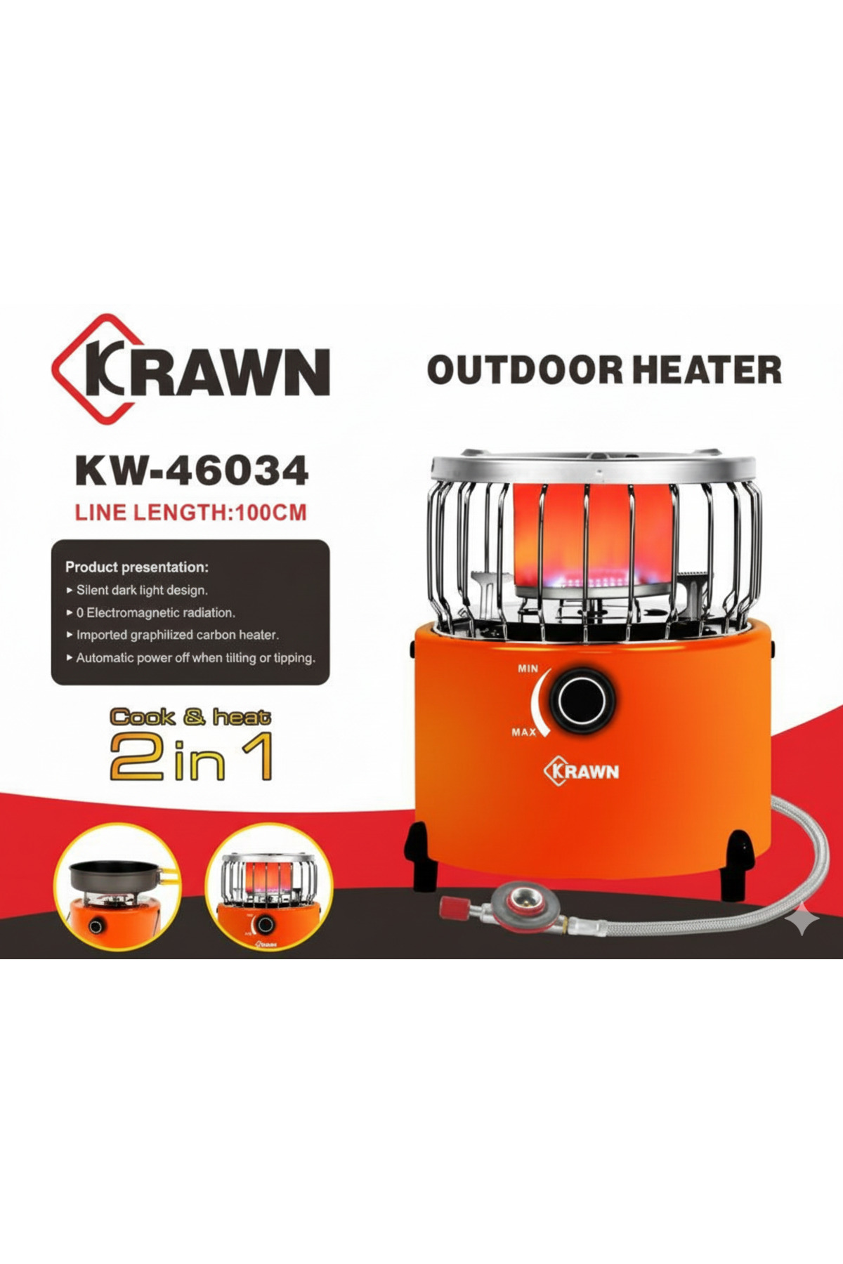 دفاية غاز خارجية 2 في 1 للطهي والتدفئة – KW-46034