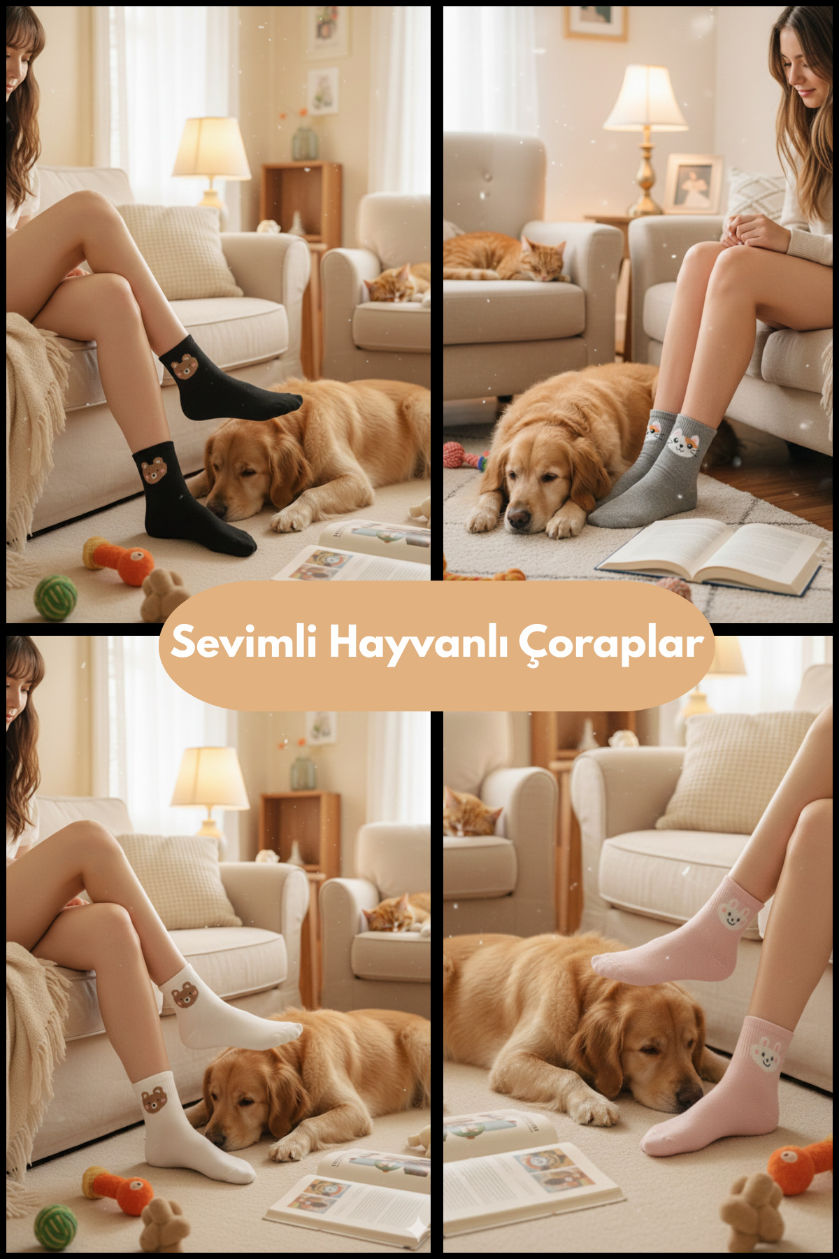 Kadın Çorap (4 Çift) Çocuk Çorabı Desenli Pamuklu Kısa Çorap — görsel 6 · 102832480075