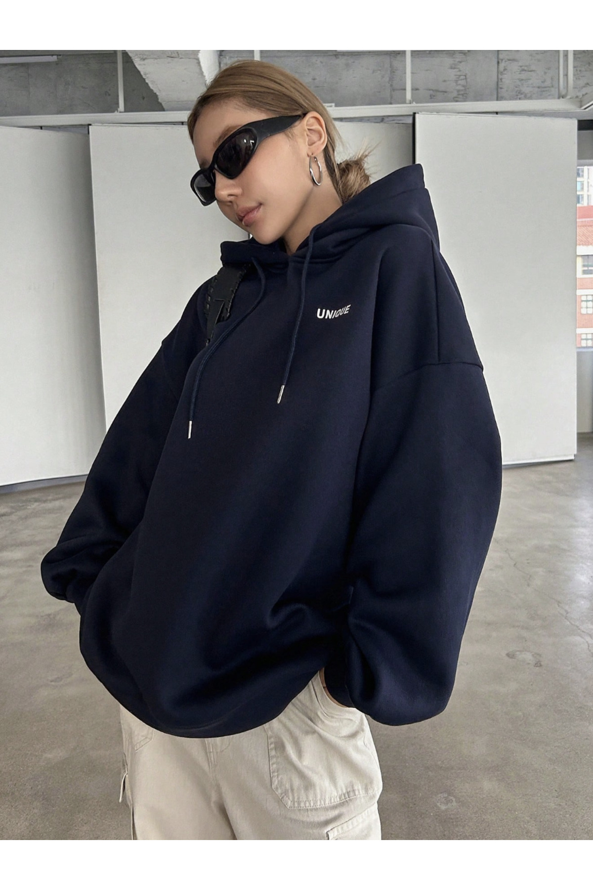 COHERENT “Yeni Sezon - Unisex Erkek/Kadın Renkli 80 Özel Baskılı Pamuklu Oversize Kapüşonlu Sweatshirt görsel 2