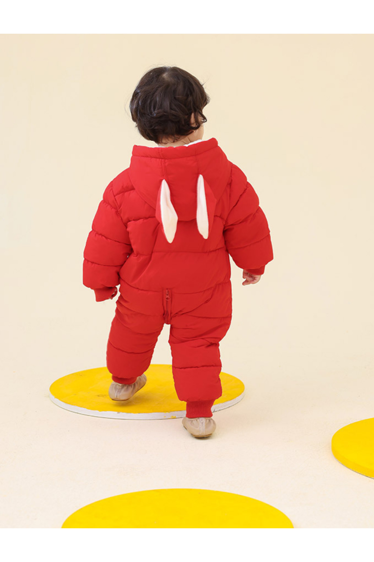 melisam.msg Kız Erkek Bebek Tavşan Kulaklı Kış Kalın Sevimli Astar Şişme Tulum Mont fotoğrafı 4 (önizleme)