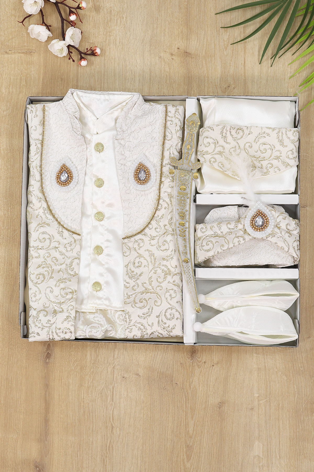 Sitilin Erkek Bebek Şehzade Mevlit Takımı Kaftanlı Lüks Hastane Çıkışı Mevlütlük Hediye Seti STL7121 fotoğrafı 6 (önizleme)