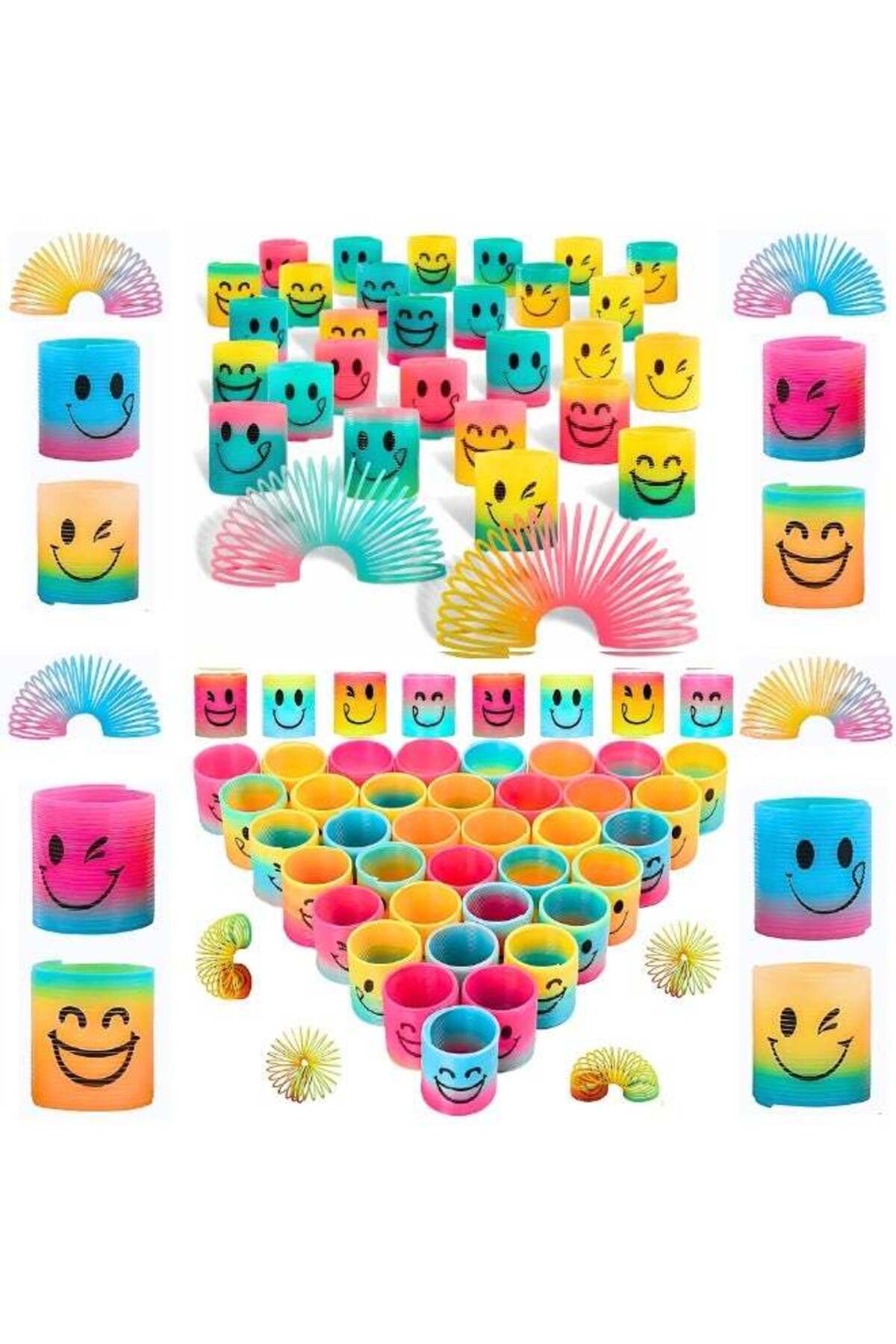 ۹۰ عددی اسباب‌بازی‌های مینی رنگی‌رنگی بهاری برای مهمانی (۳×۳۰) - فنرهای چرخان برای کودکان ۳ تا ۸ ساله