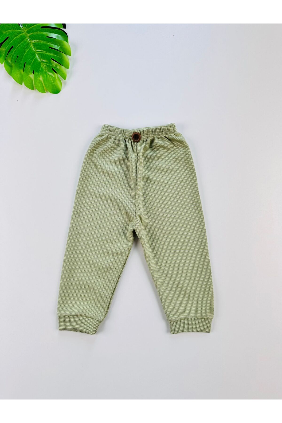 Waffle Honeycomb Textured Waist Elastic Baby Pants