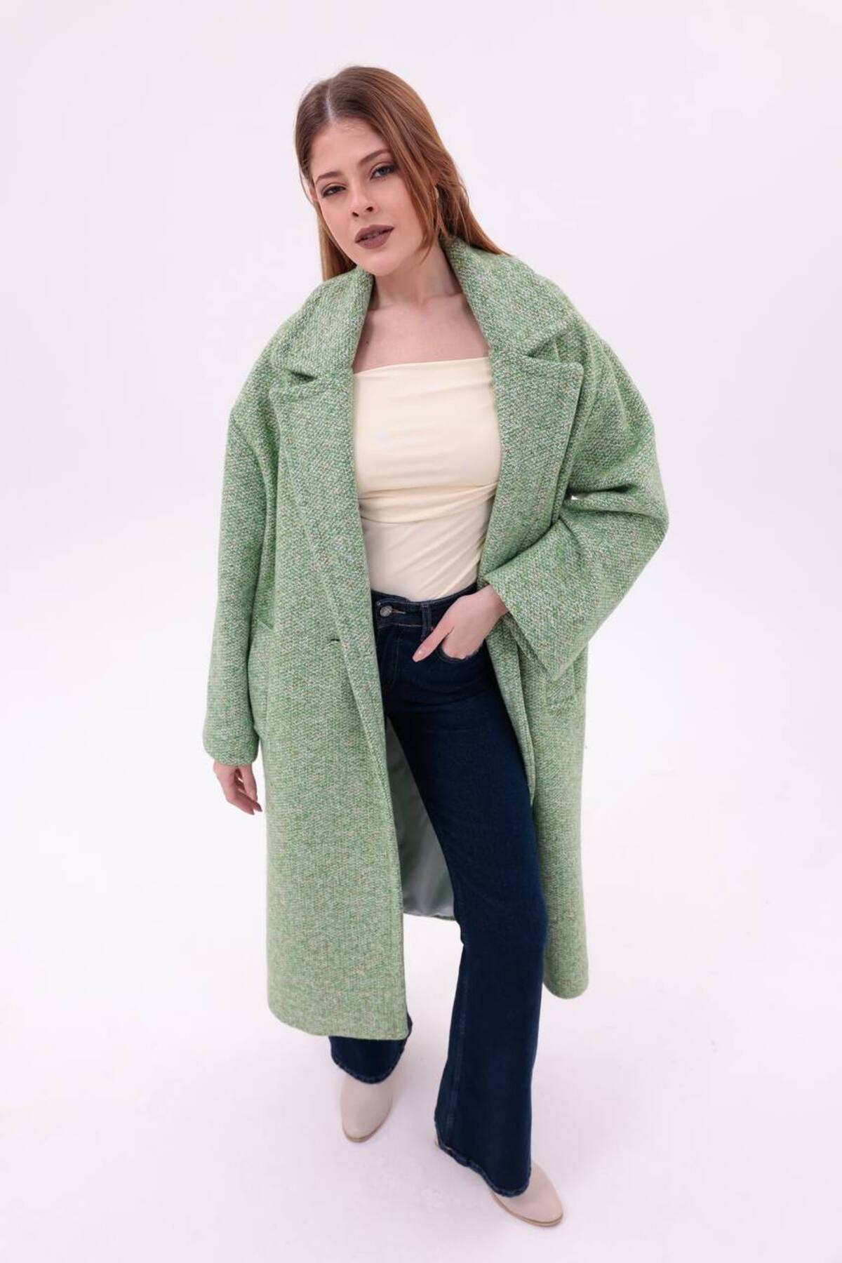 motix  Çift düğmeli içi astarlı kaşe kaban - Görsel 7