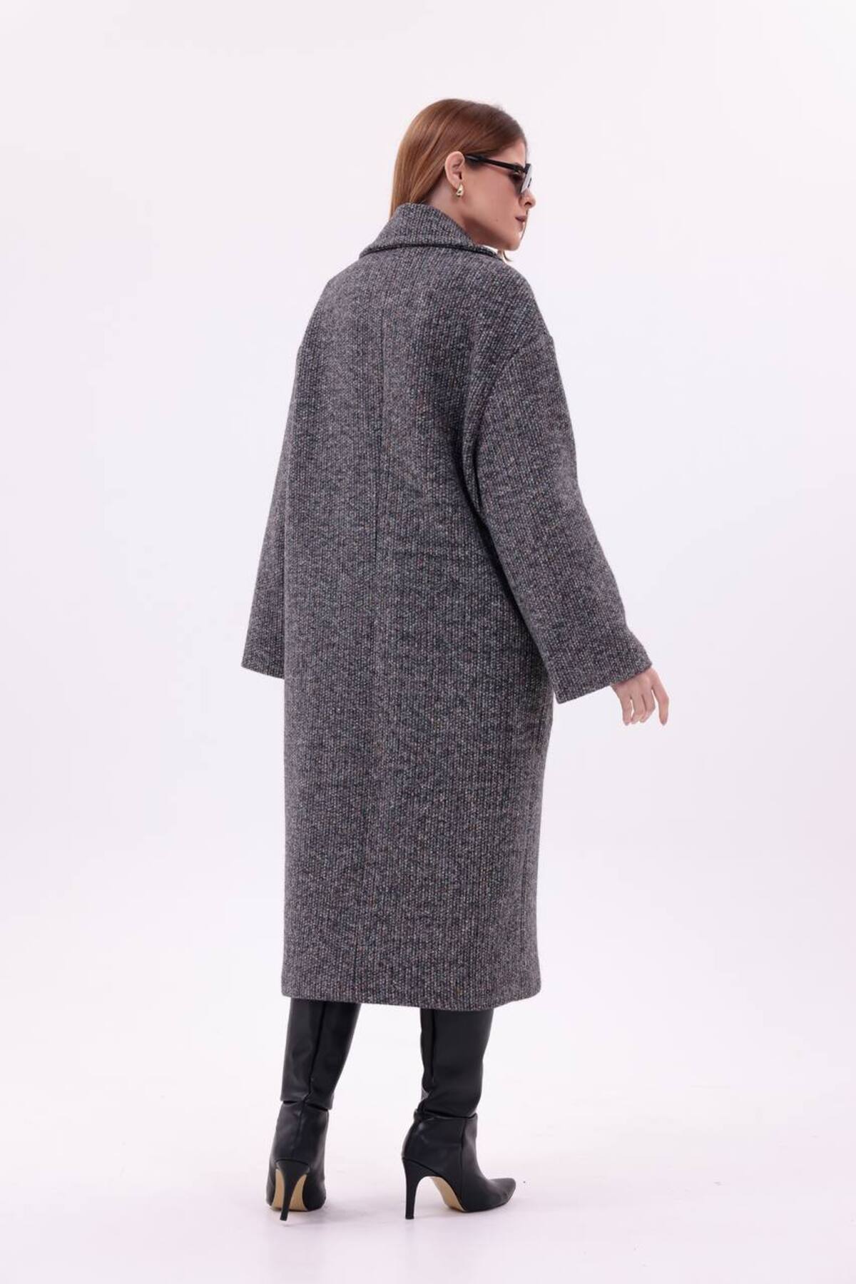 motix  Çift düğmeli içi astarlı kaşe kaban - Görsel 6