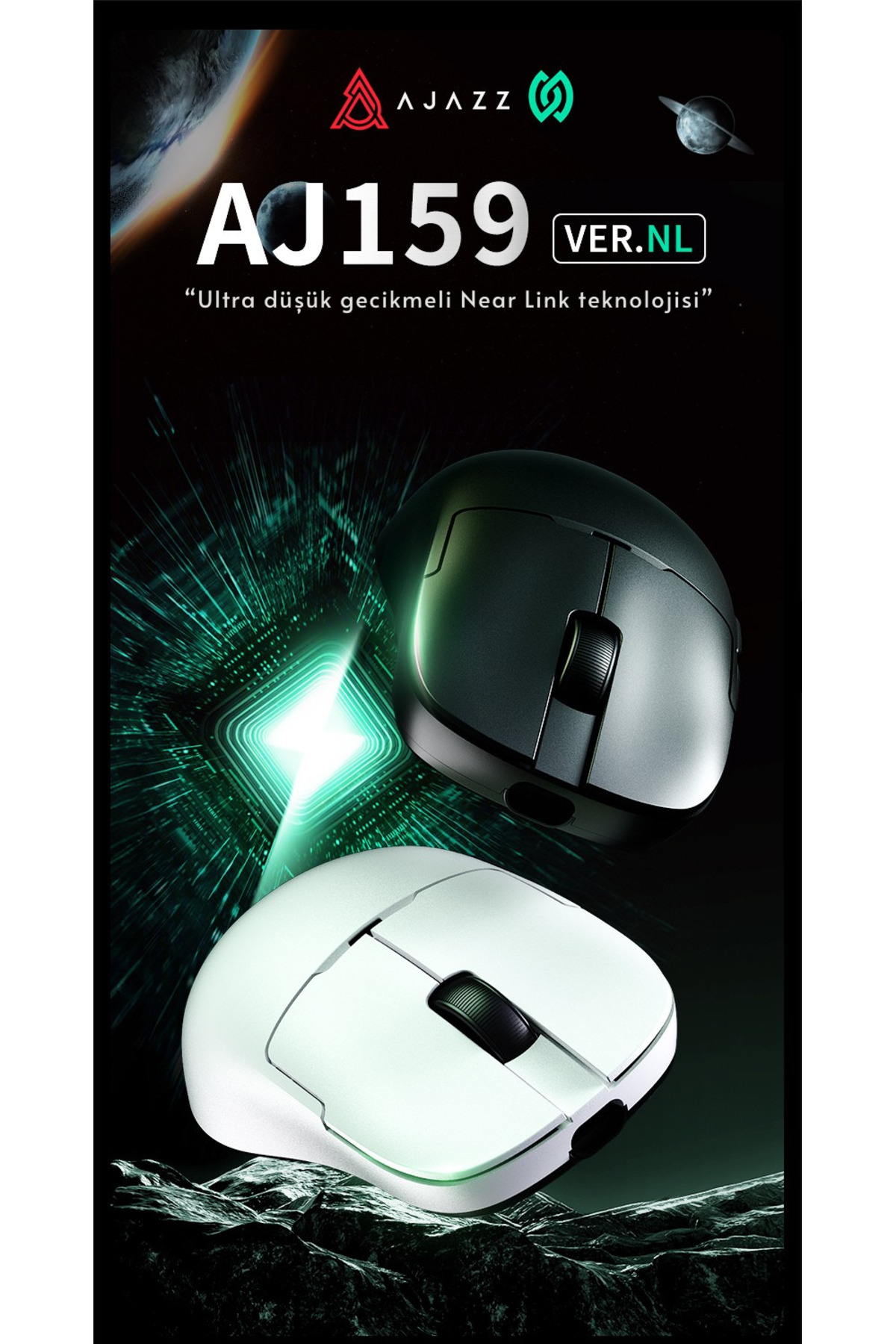 Coverzone Ajazz AJ159 NL Kablosuz Gaming Mouse – 3 Modlu Bağlantı