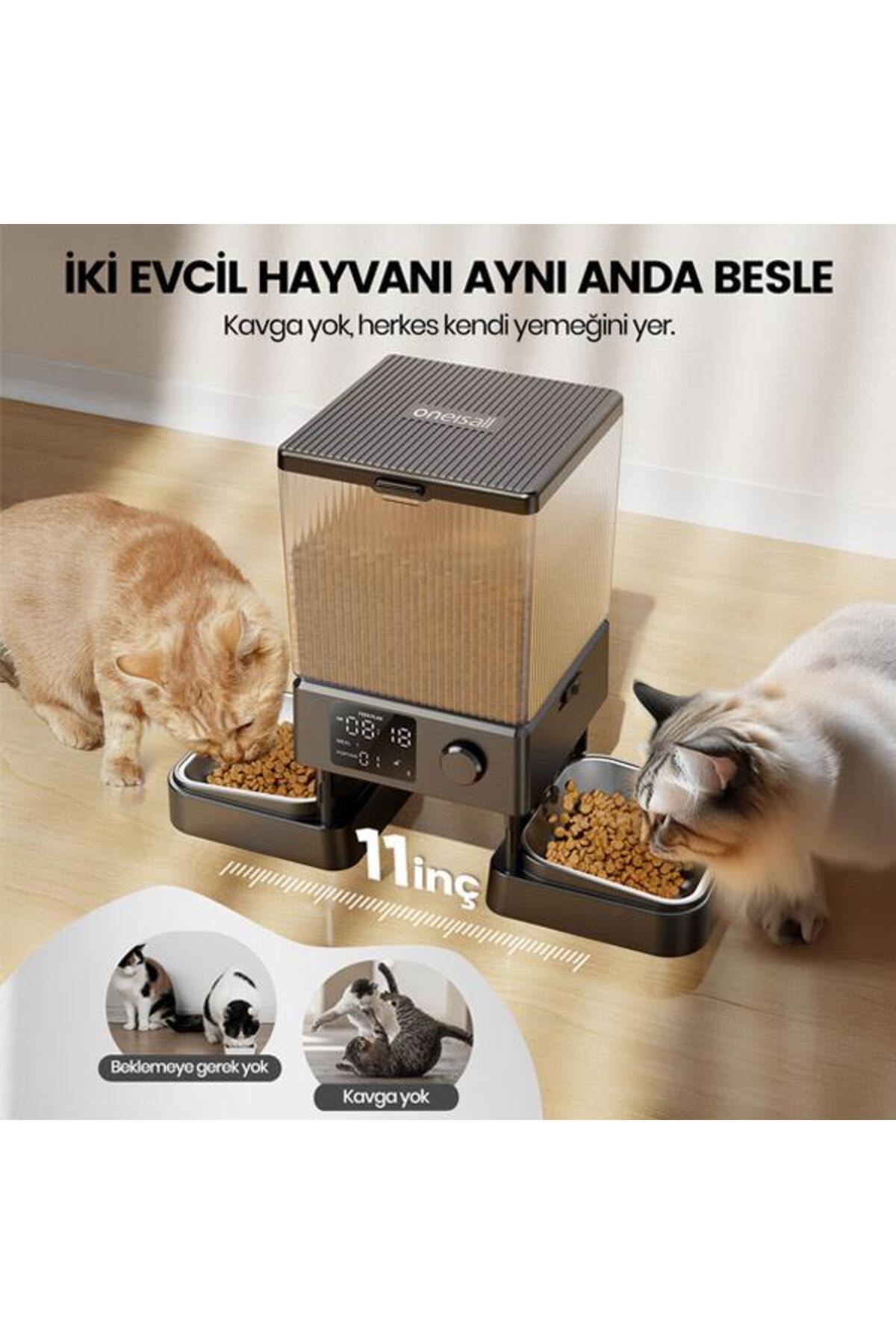 oneisall PFD-002 5 L Zaman Ayarlı Kedi ve Köpekler için İkili Otomatik Mama Kabı fotoğrafı 3 (önizleme)
