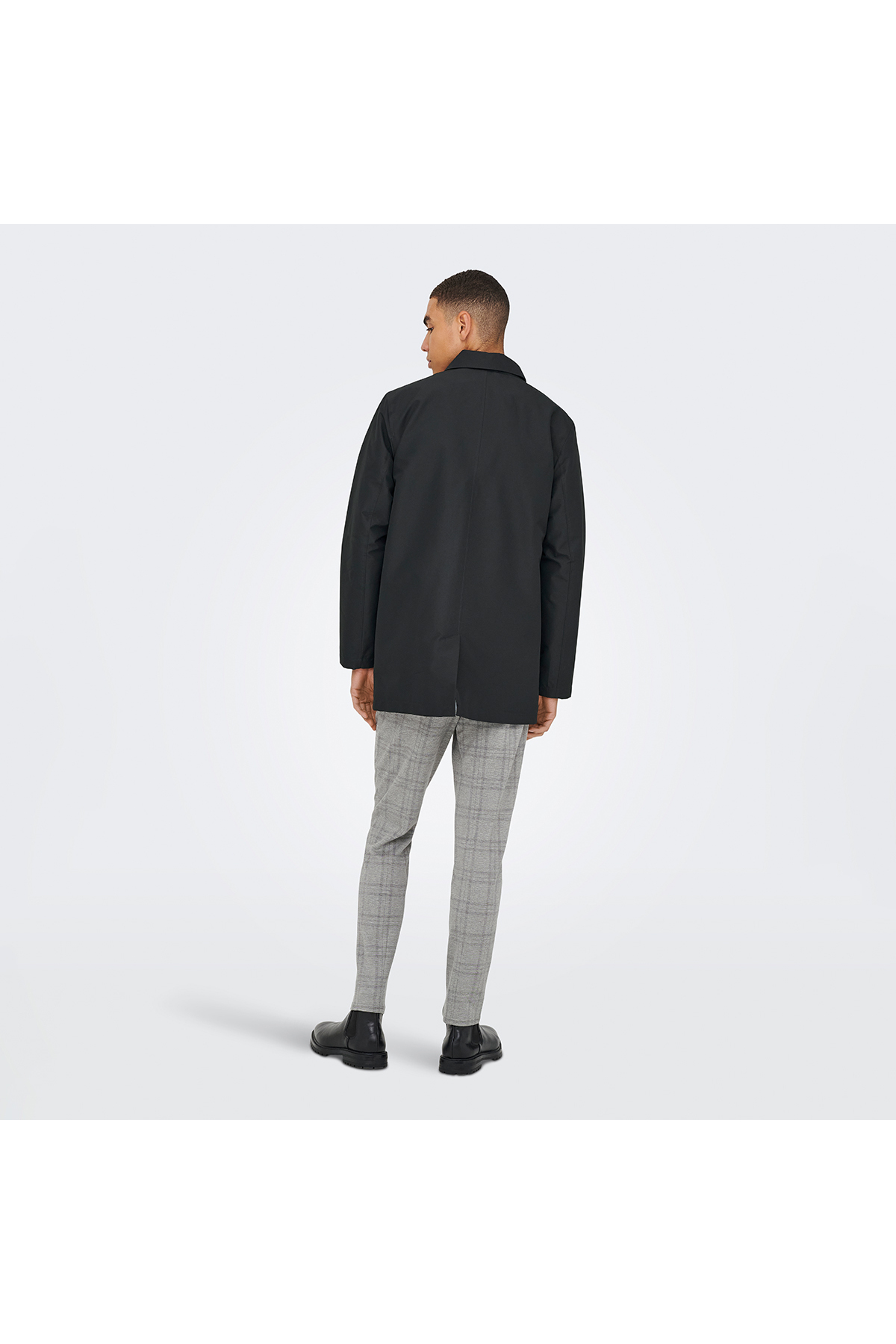 Only & Sons Only&Sons Hall Coat Erkek Siyah Klasik Yaka Kaban görsel 4