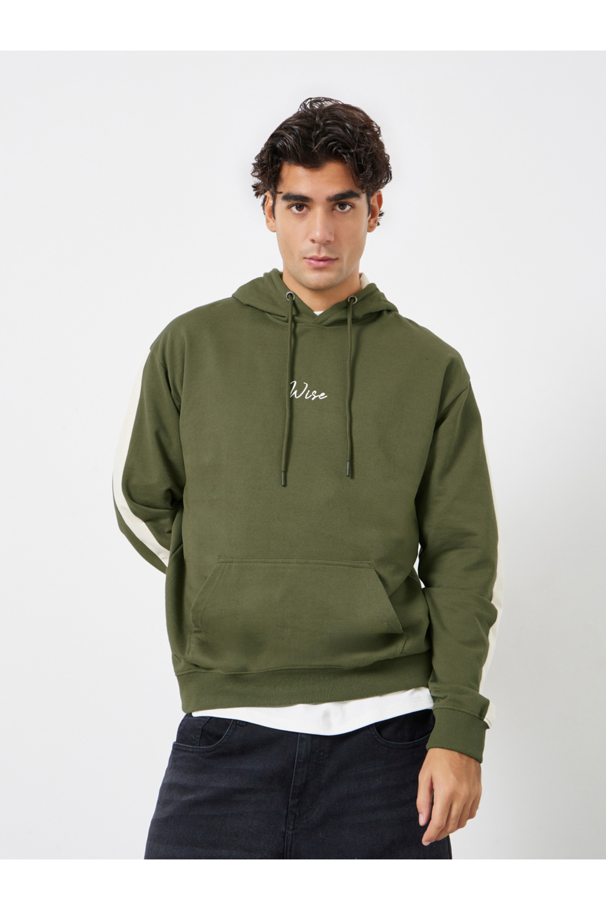Styli Men Eco Earth Relaxed Fit Cut and Sew Detail Hoodie