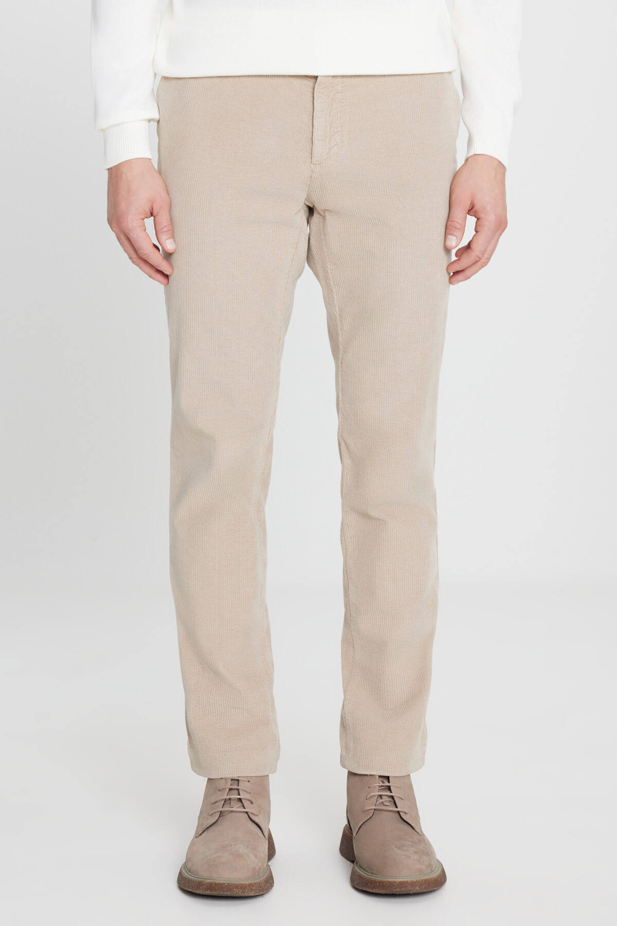 آلتین ییدلیز کلاسیکس شلوار مردانه مخمل باریک و بژ اسلیم فیت، کمر کشی و جیب کناری