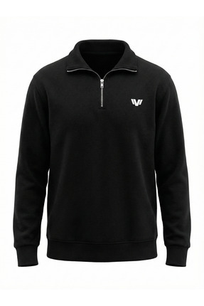 Muvahhid Giyim Dik Yaka Siyah Selanik Kumaş Pamuklu Sweatshirt