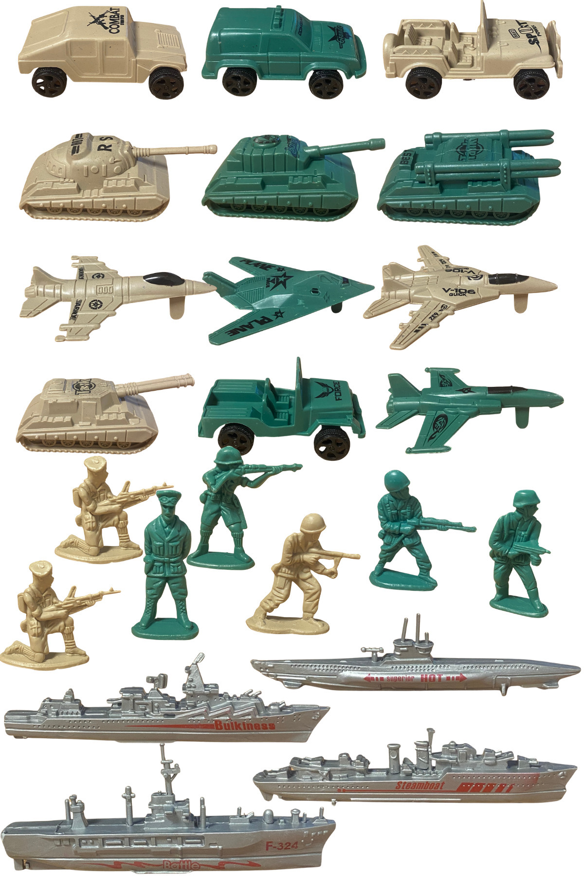 TUENGİ STORE 23 Parça Mini Boy Askeri Oyuncak Seti Askeri Araçlar Donanma Asker Figürleri Oyuncak Seti