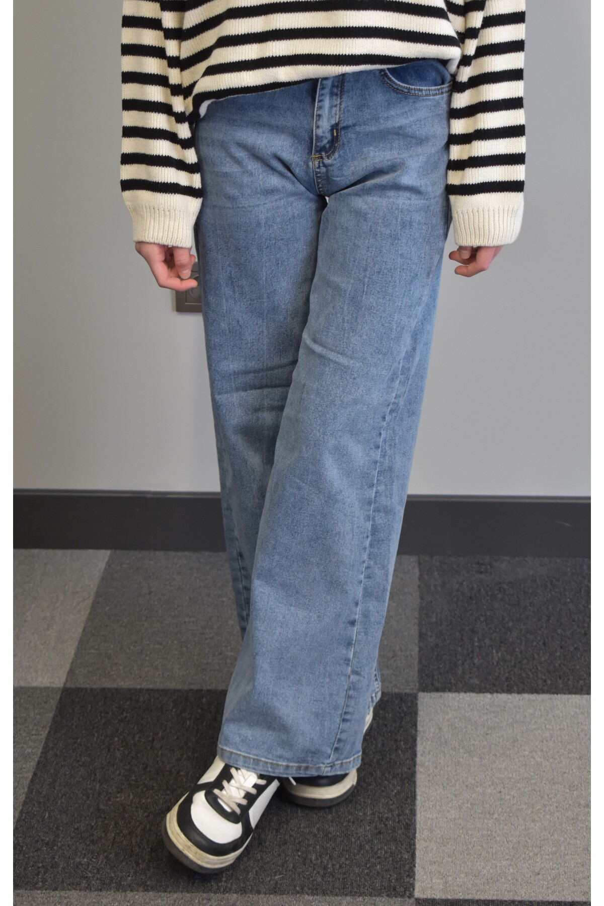 Banadamoda  Kız Çocuk Geniş Paça Jean Pantolon - Görsel 7