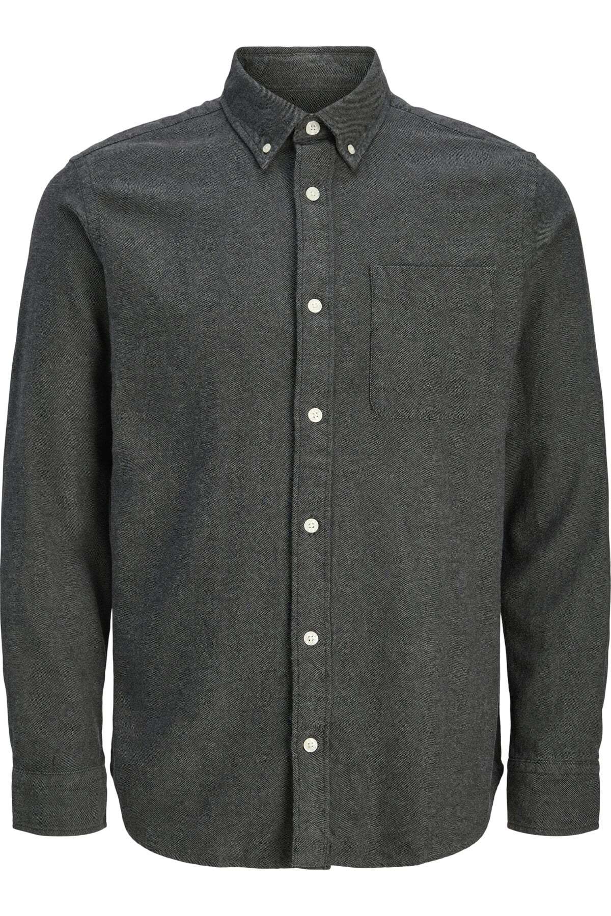 پیراهن مردانه مشکی مدل کد: (12282353) Jprblubrook Twill Solid L/S Shirt Ln جک اند جونز پیراهن Jack & Jones