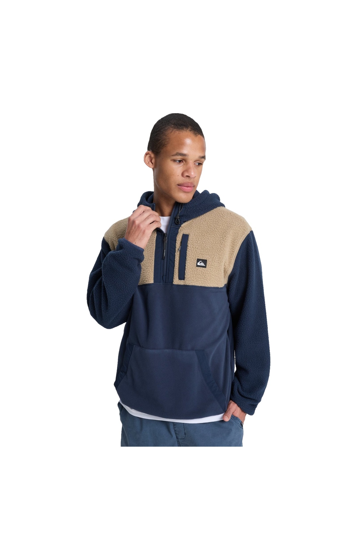 Quiksilver Ocean View Mix Up Hoody Erkek Mavi Polar ERKEK POLAR