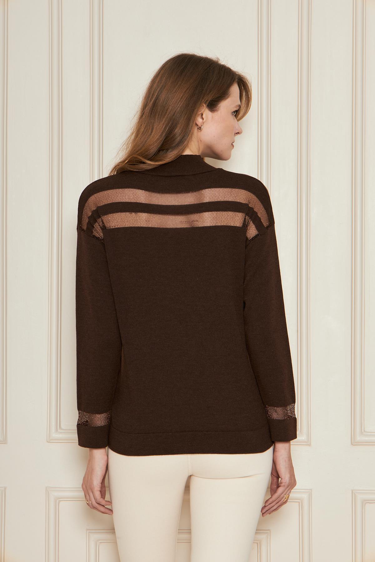 Irmak Kerekli  Transparan Çizgili Triko Kazak Triko Bluz 1107 - Görsel 6