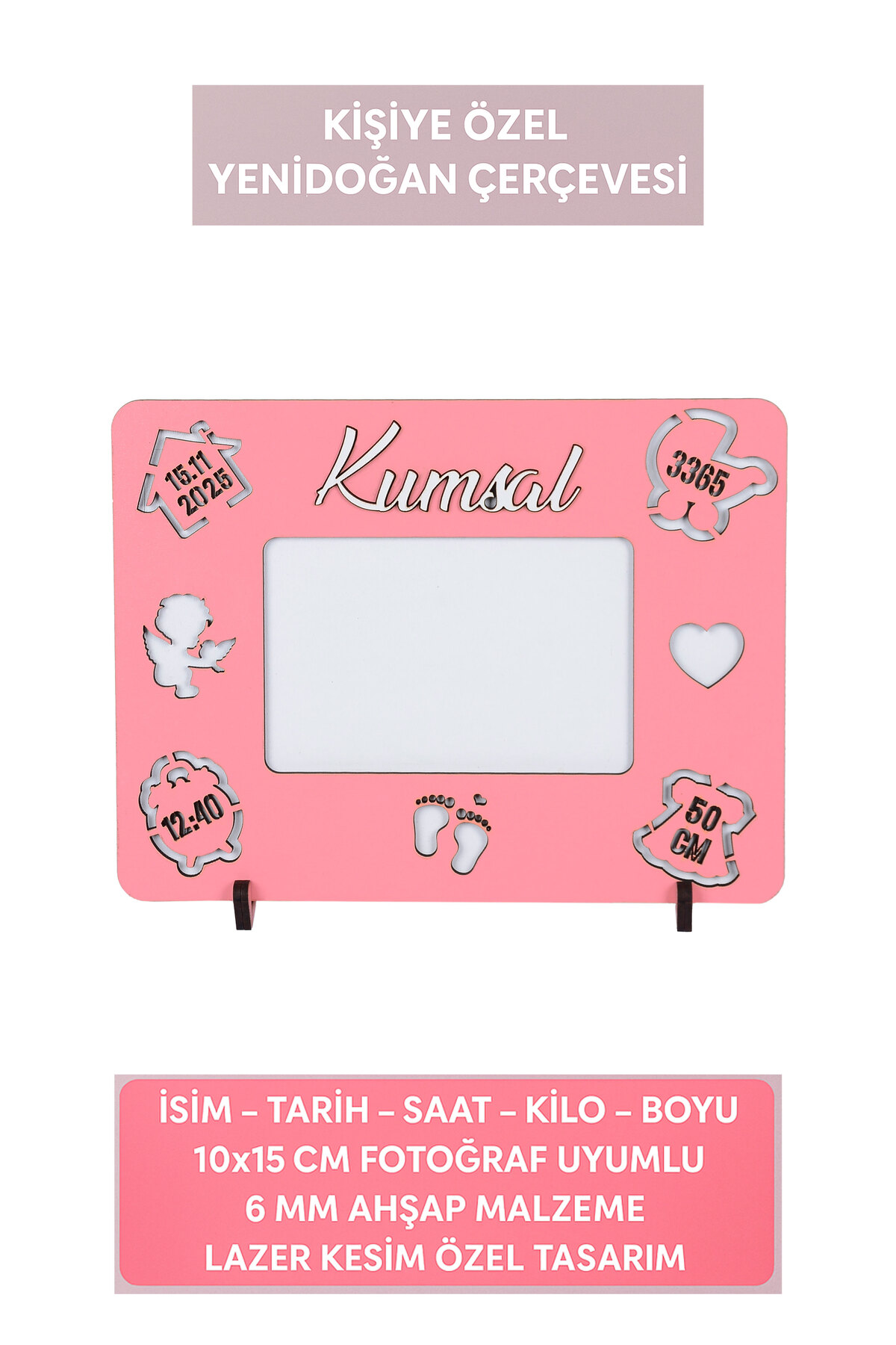 Studyo Plus İzmir Kişiye Özel İsimli Bebek Çerçevesi – Yeni Doğan Hatıra Çerçevesi 10x15 Fotoğraf fotoğrafı 5 (önizleme)
