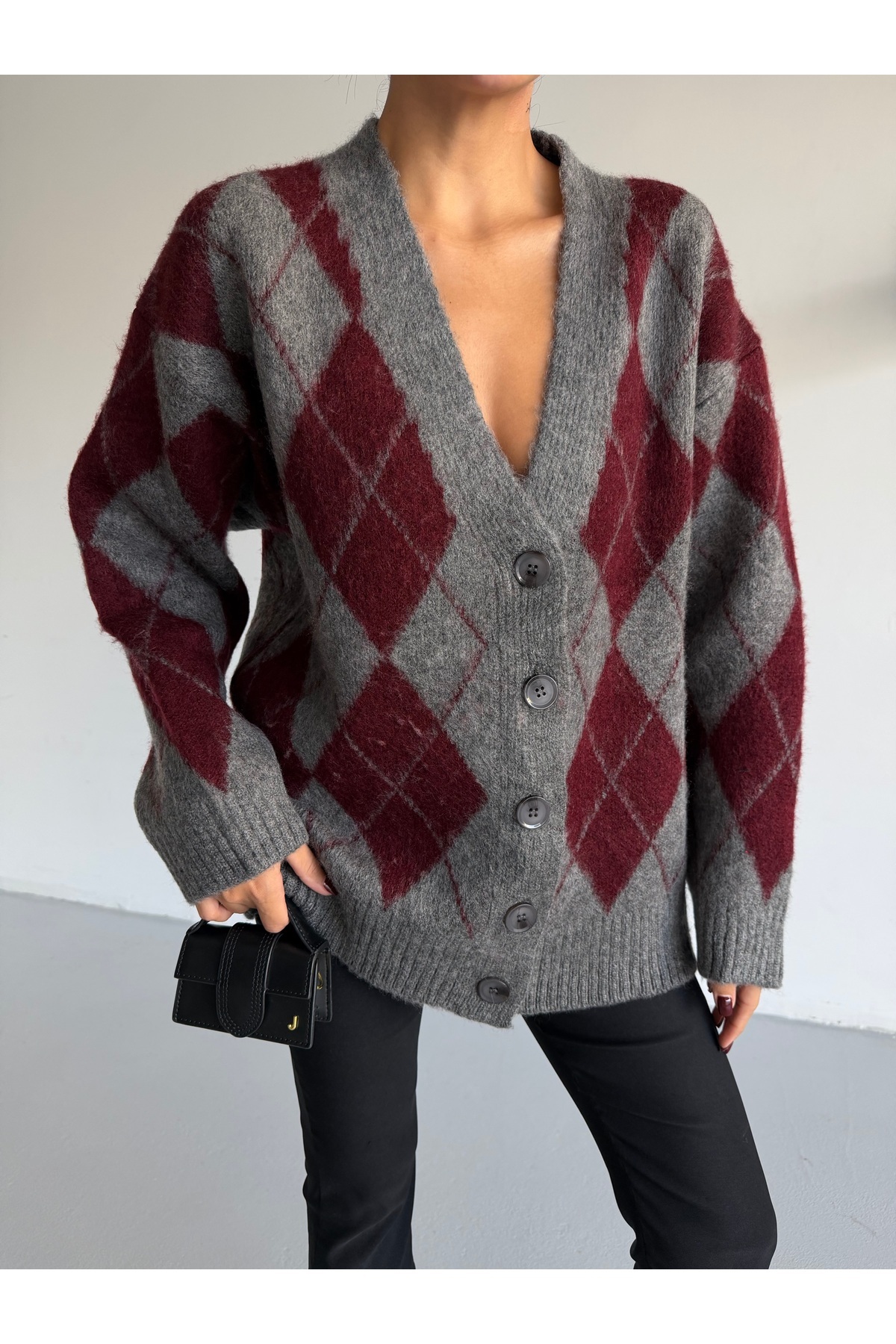 Lamierra  Baklava Desen Yumoş Kadın Triko Hırka