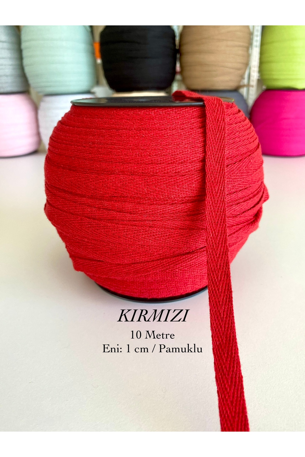 10 Meter Width 1 Cm Red 100% Cotton Narrow Weave-Herringbone Piping-Ribbon- Extrafor -Seam Sealer