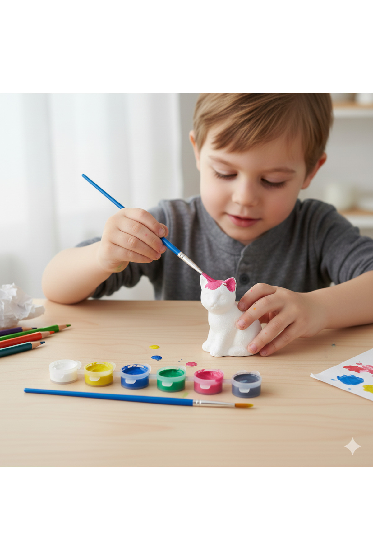 مجموعه رنگ و قلم‌مو پیش‌دبستانی – ۶ تکه لوازم فعالیتی