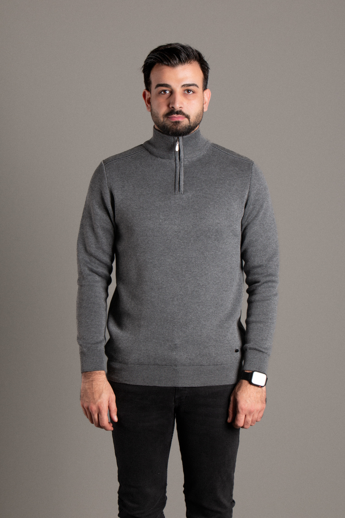 ZEKİ ÖZER  ERKEK ANTRASİT FERMUARLI DİK YAKA TRİKO - Görsel 5