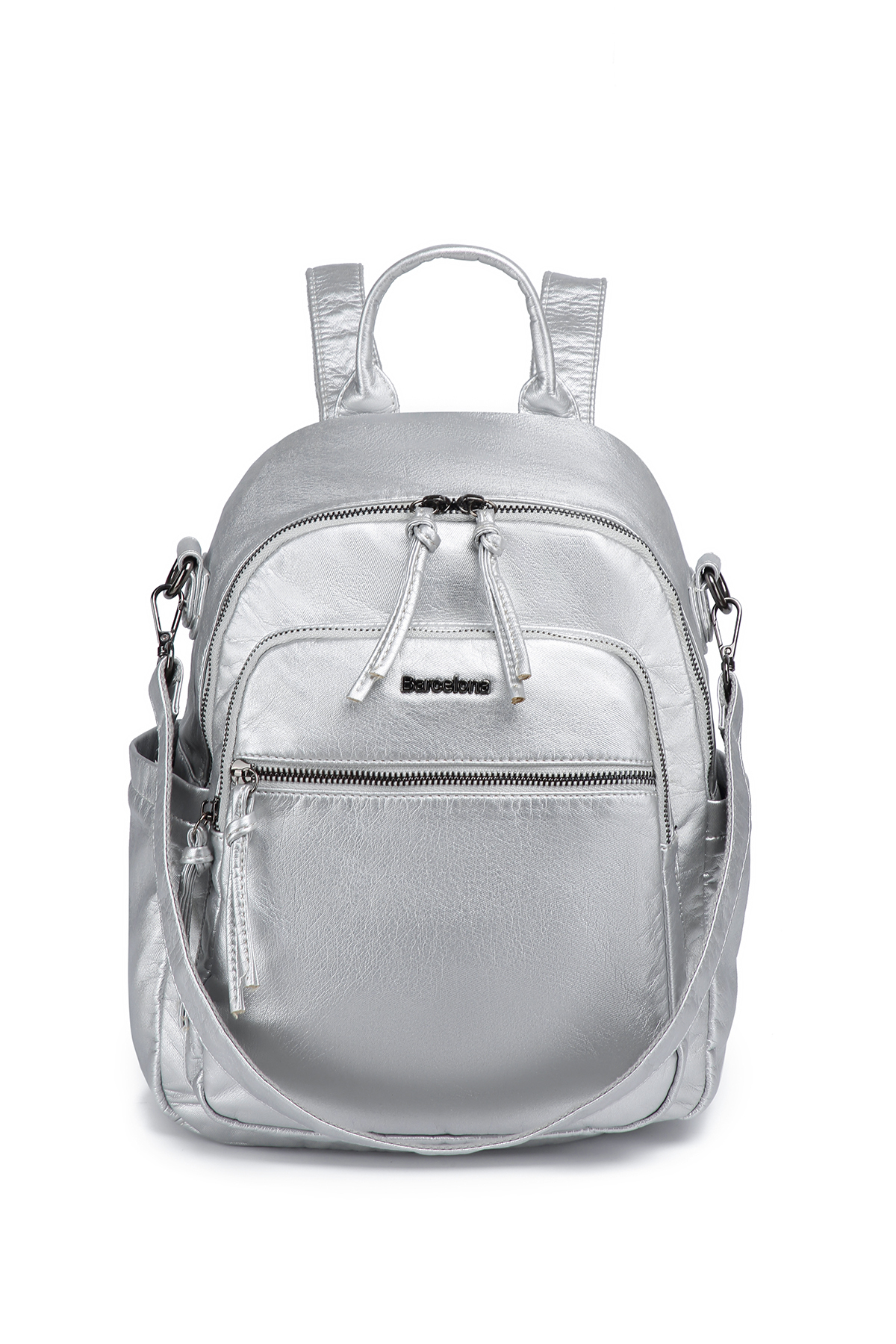 Barcelona Women's Sports Casual Backpack with Medium Multi Pockets Shoulder Strap Platinum