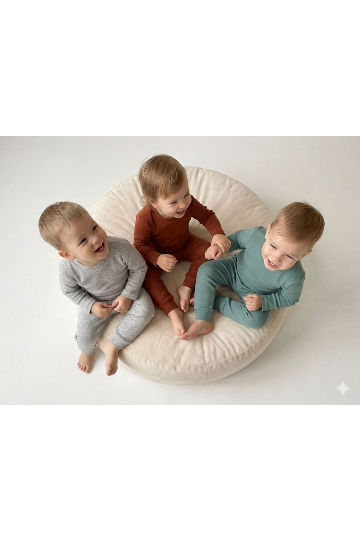 babykugu 3'lü %100 Pamuklu Uzun Kol Bebek Body Pantolon Takım fotoğrafı 2 (önizleme)