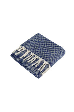 OKRA HOME Kadife Dokulu Zikzak Mavi TV Battaniyesi – Yumuşak Şal 130x170 cm