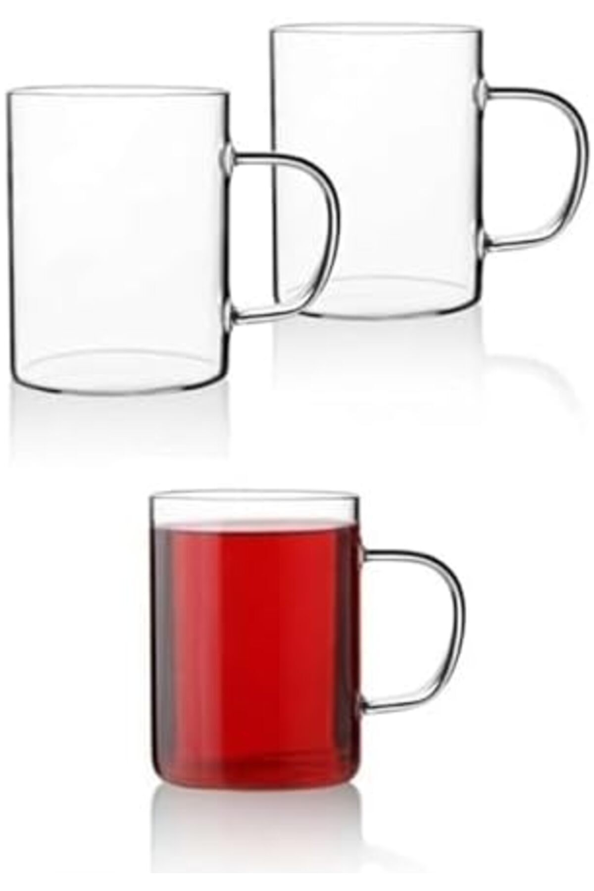 Yıldızan Tree_ xesha 3 Adet Borosilikat ısıya Dayanıklı Termisil Cam Kupa Bardak Çay Kahve Bardağı _yole 1162