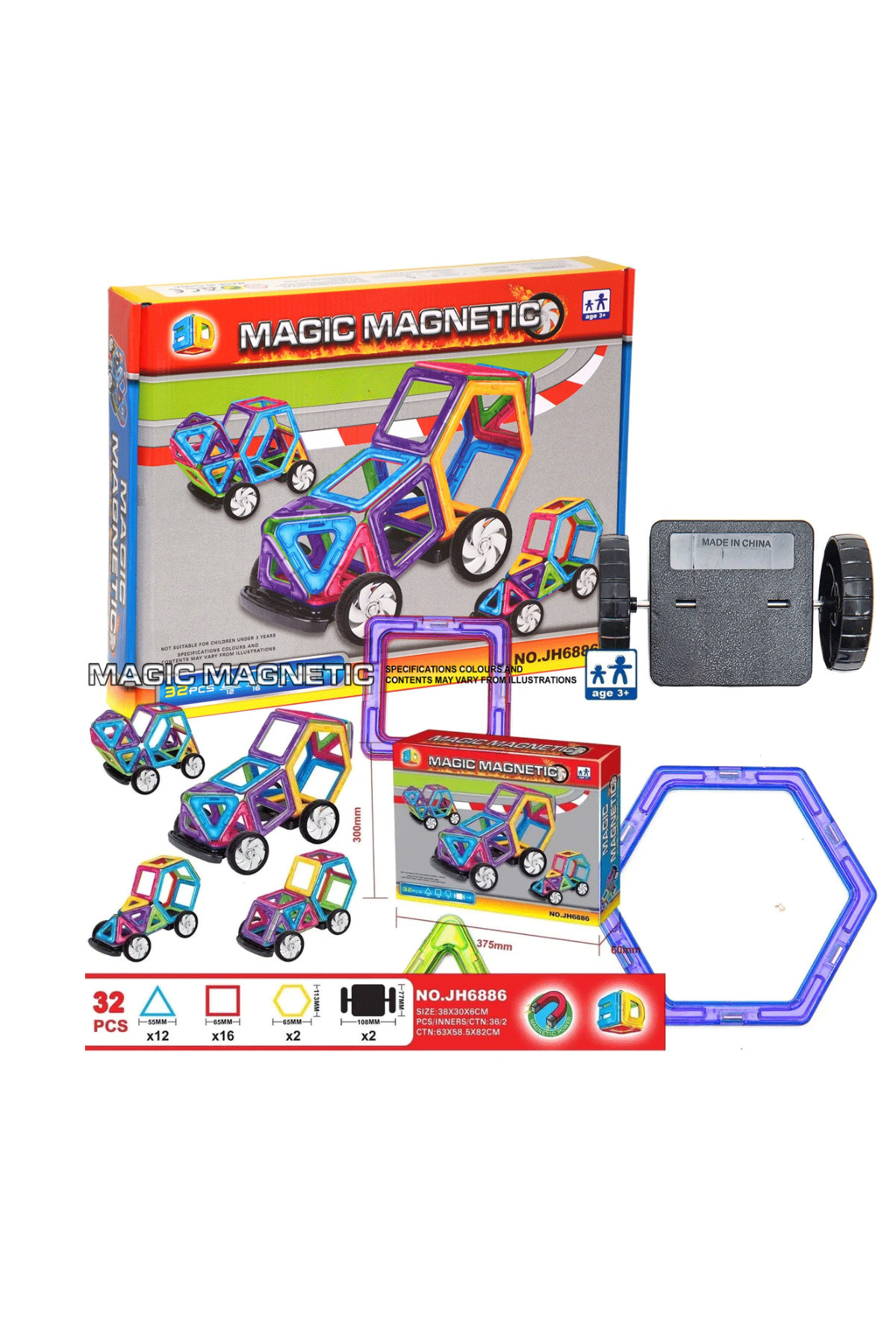 Kızılkaya Oyuncak Marka: Kzl-jh6886 Kızılkaya, Manyetik Set 32